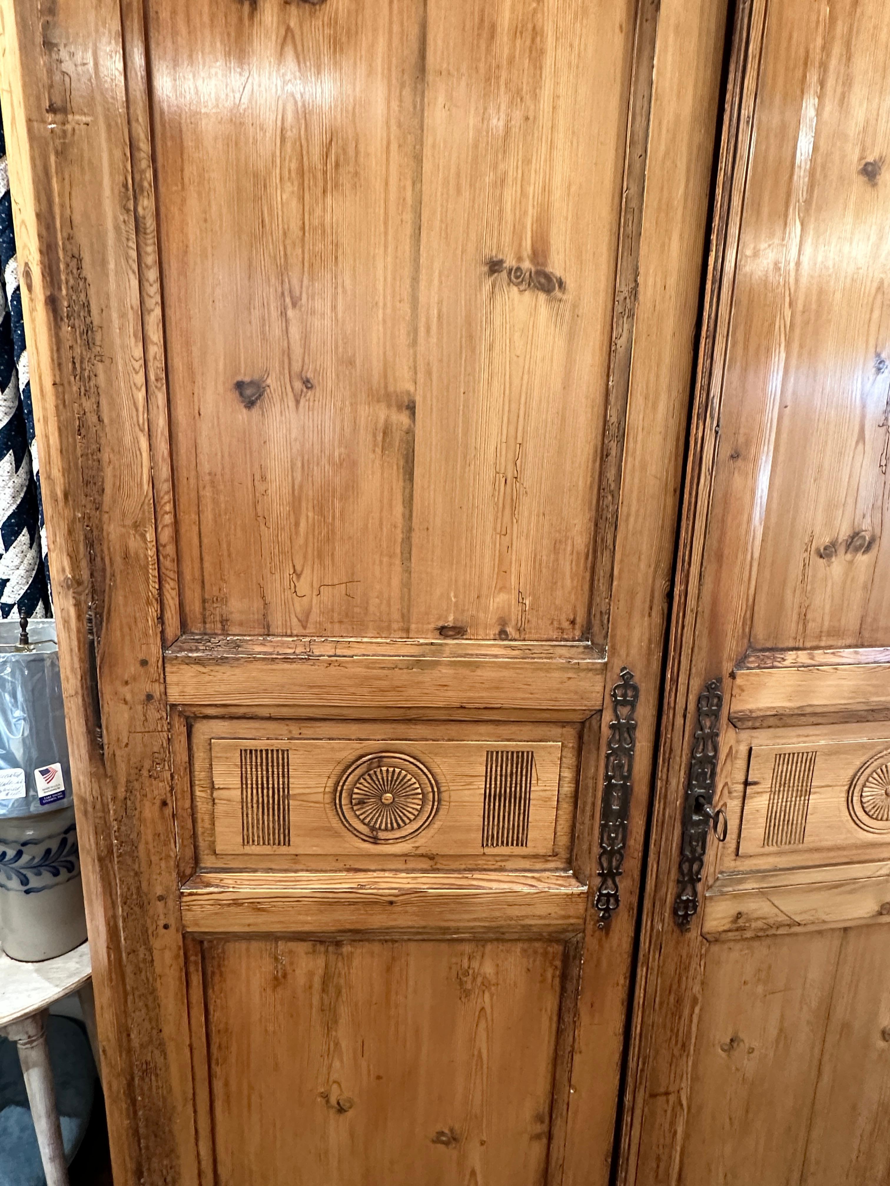 Antique Pine Armoire, 19th Century French In Good Condition For Sale In Summerland, CA