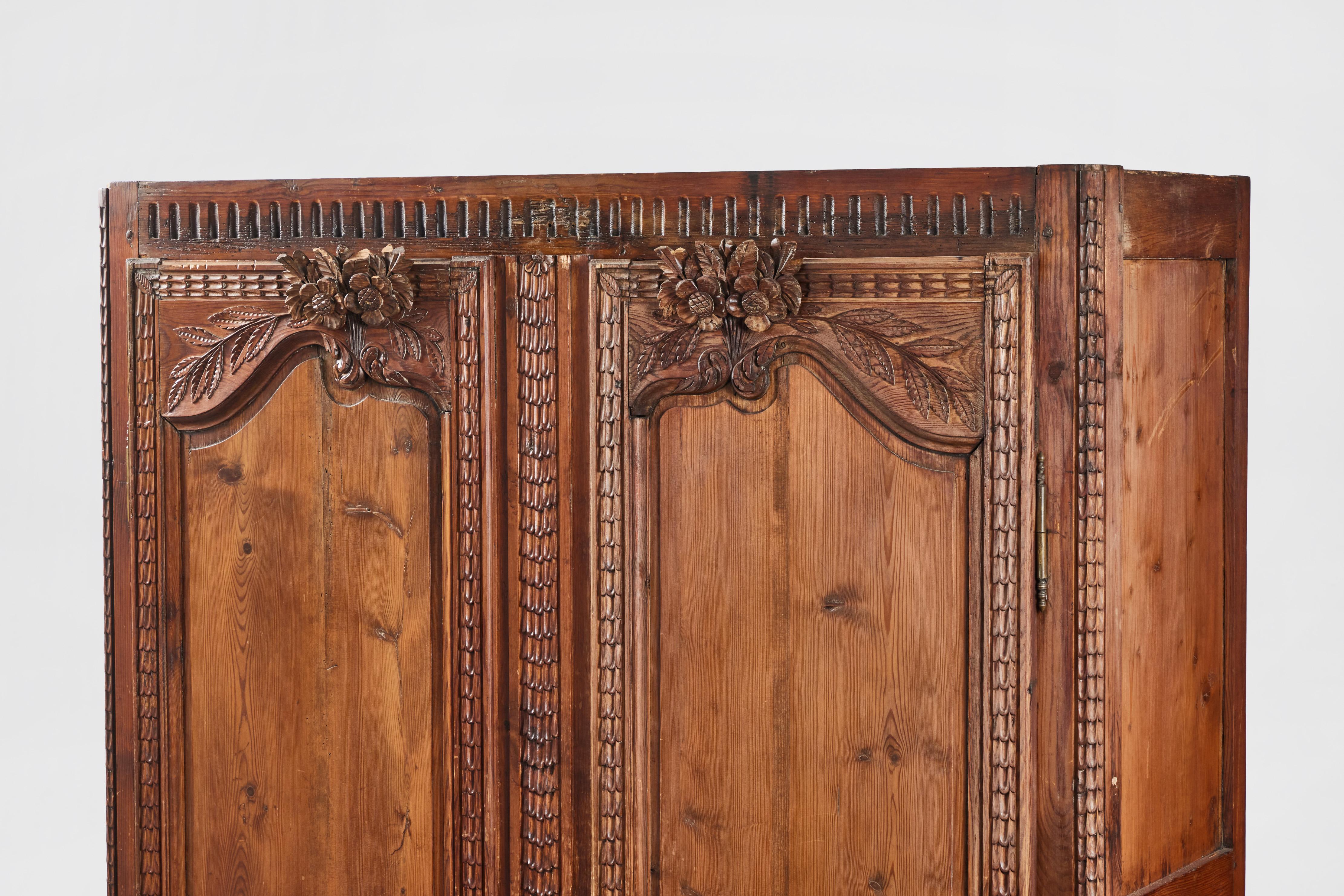 19th Century Antique French Provincial Carved Oak Armoire from Pierre Deux For Sale 2