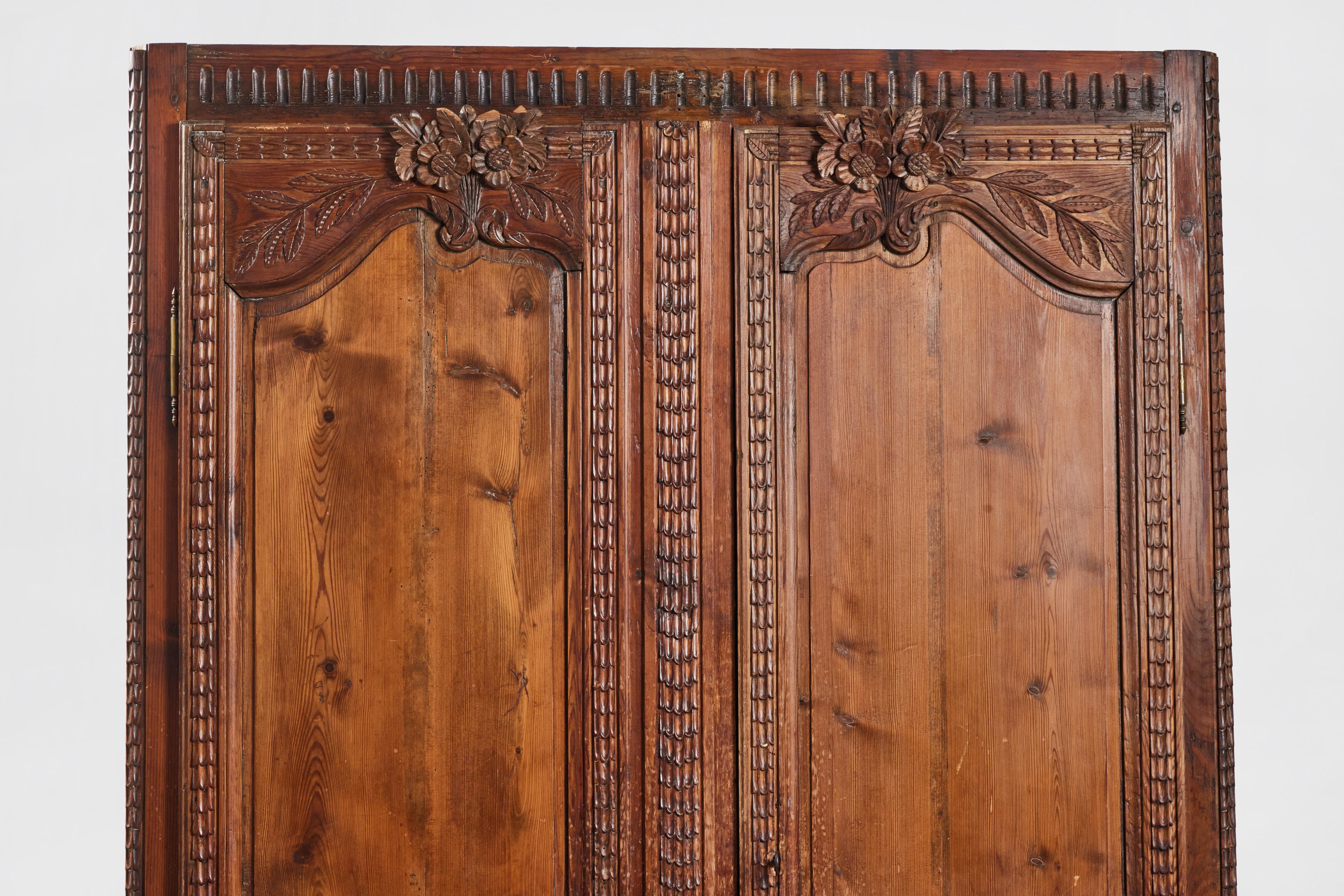 19th Century Antique French Provincial Carved Oak Armoire from Pierre Deux For Sale 4