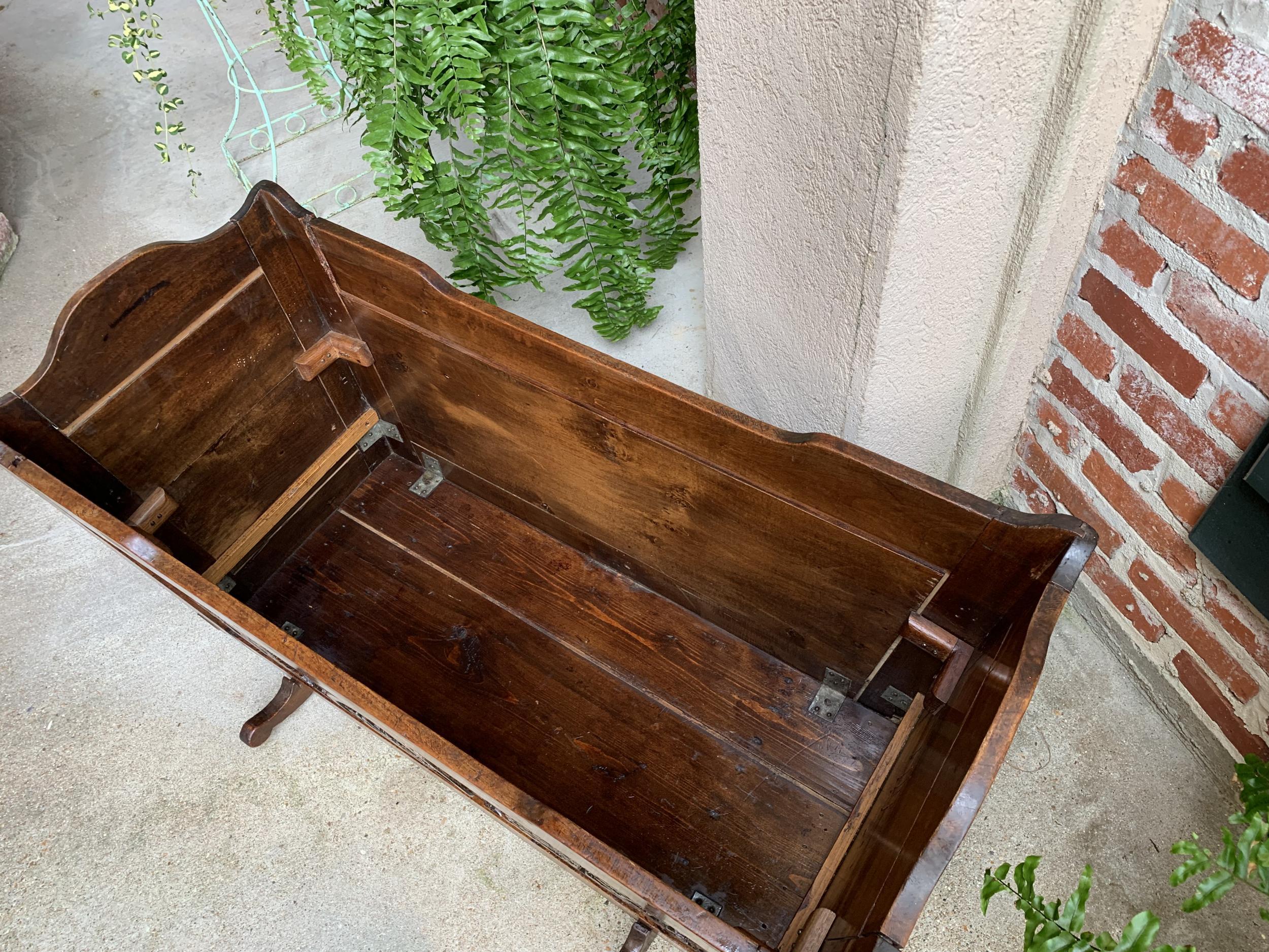 19th Century French Provincial Cradle Carved Oak Baby Doll Bed Crib Planter For Sale 3