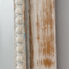 19th Century Antique French Provincial Wall Mirror in Distressed Cream