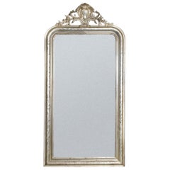 19th Century Antique French silver leaf gilt Louis Philippe mirror with crest