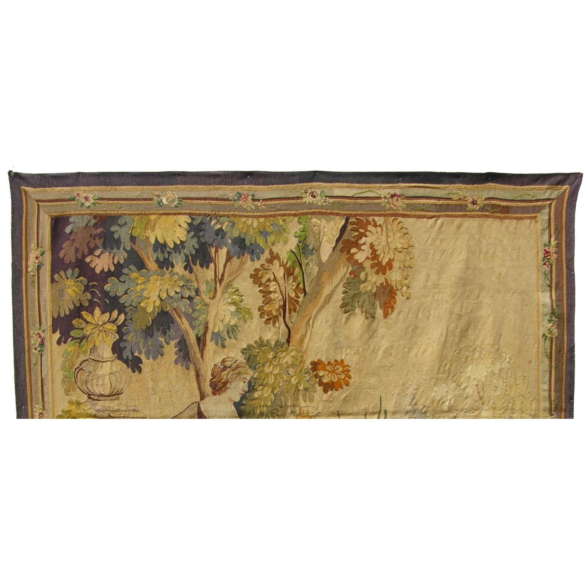 French Provincial 19th Century Antique French Tapestry 7'6