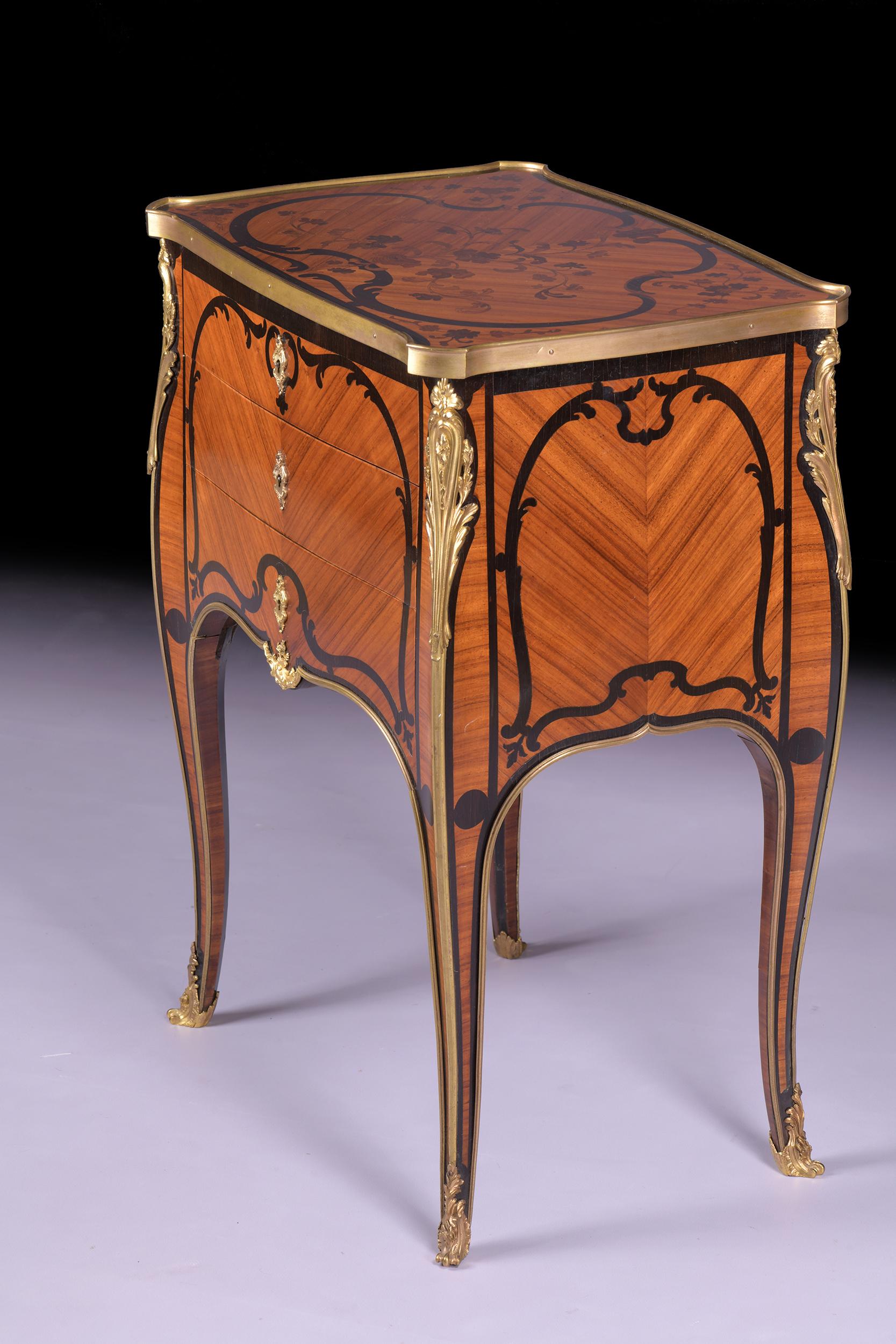 Louis XV 19th Century Antique French Tulipwood Commode