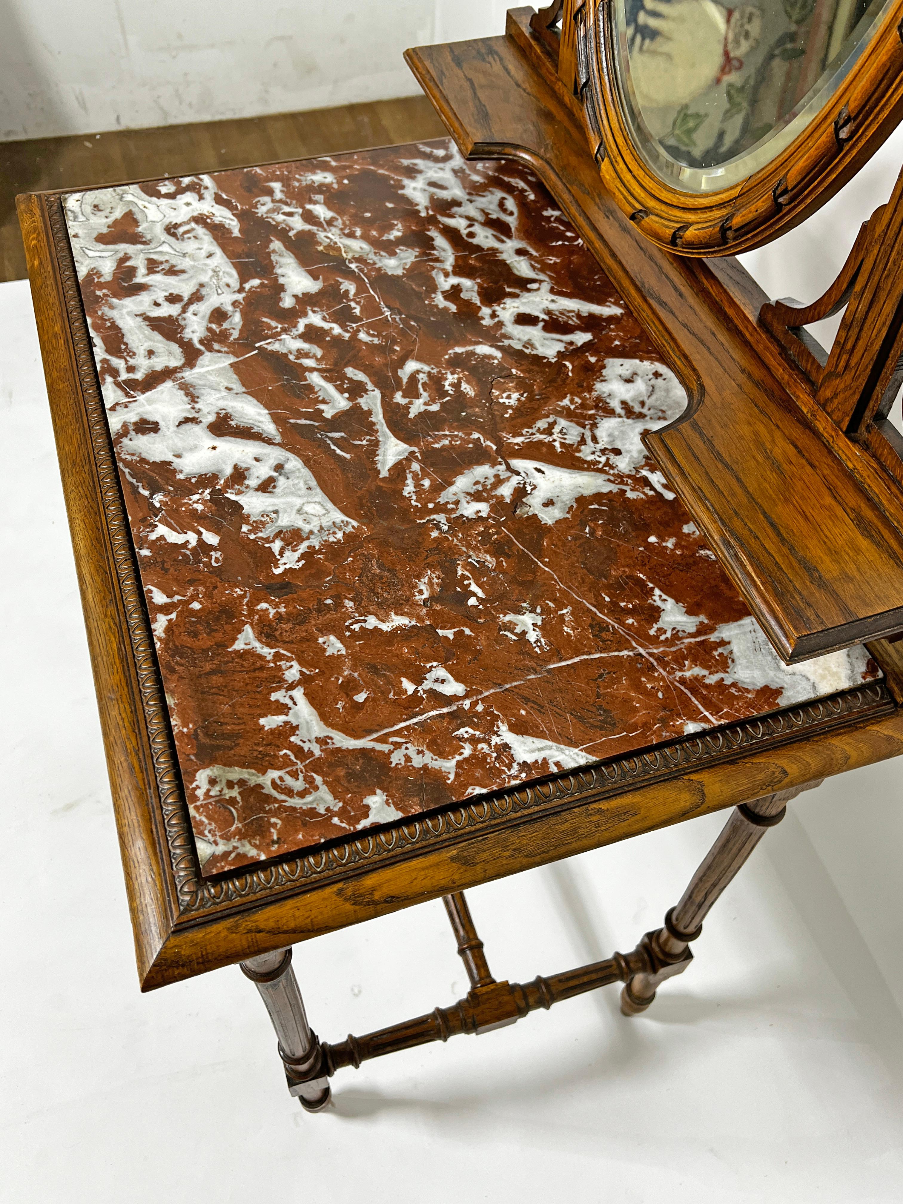 Louis XVI Table de toilette française ancienne du 19ème siècle avec plateau en marbre en vente