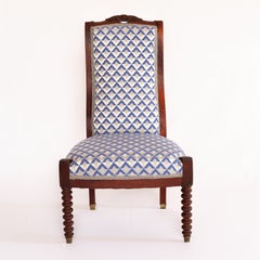19th Century Antique French Voltaire Blue and Gray Children’s Chair