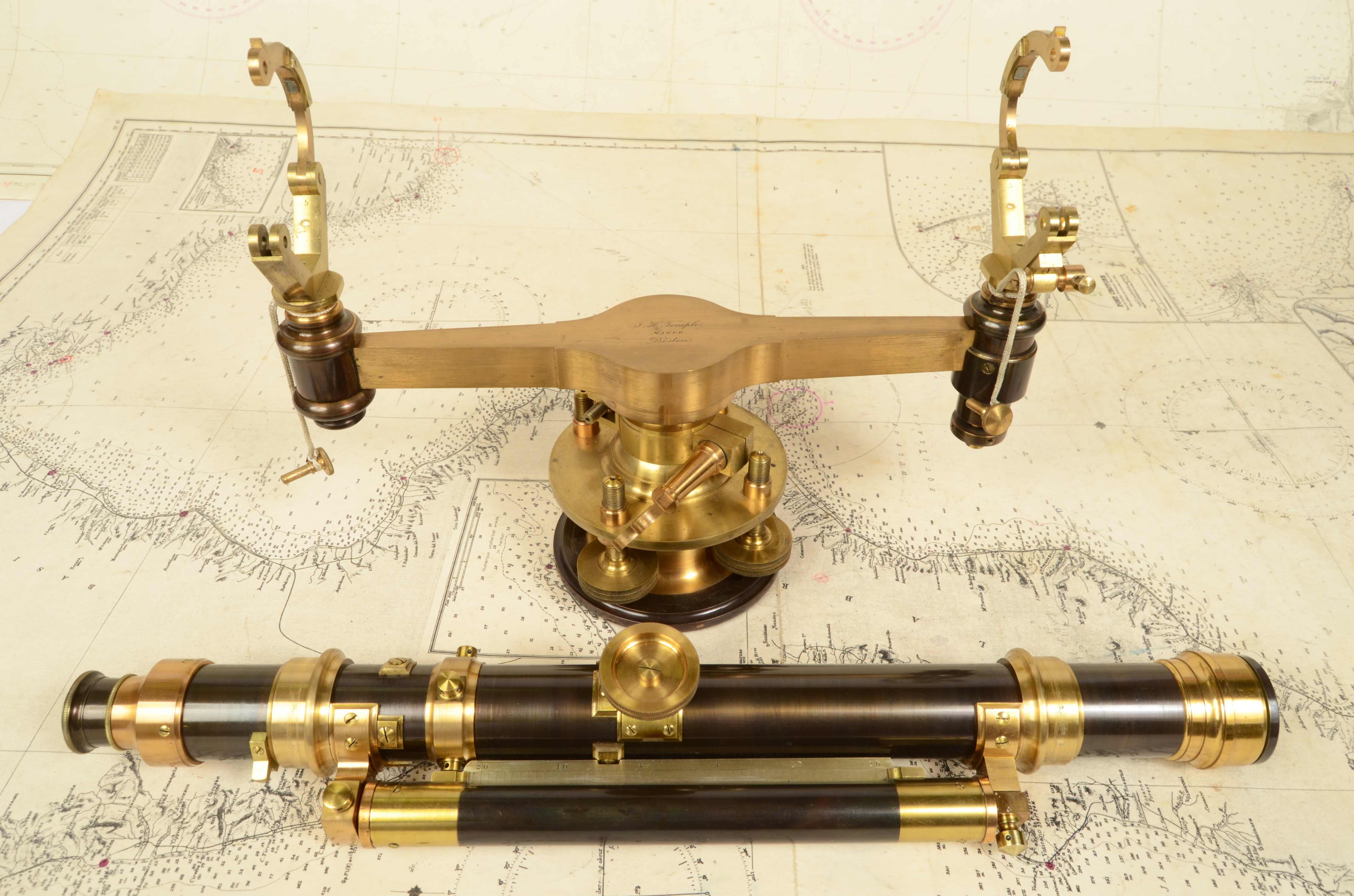 19th Century Antique Brass USA Surveyor Measurement Instrument F.H Temple Boston 7