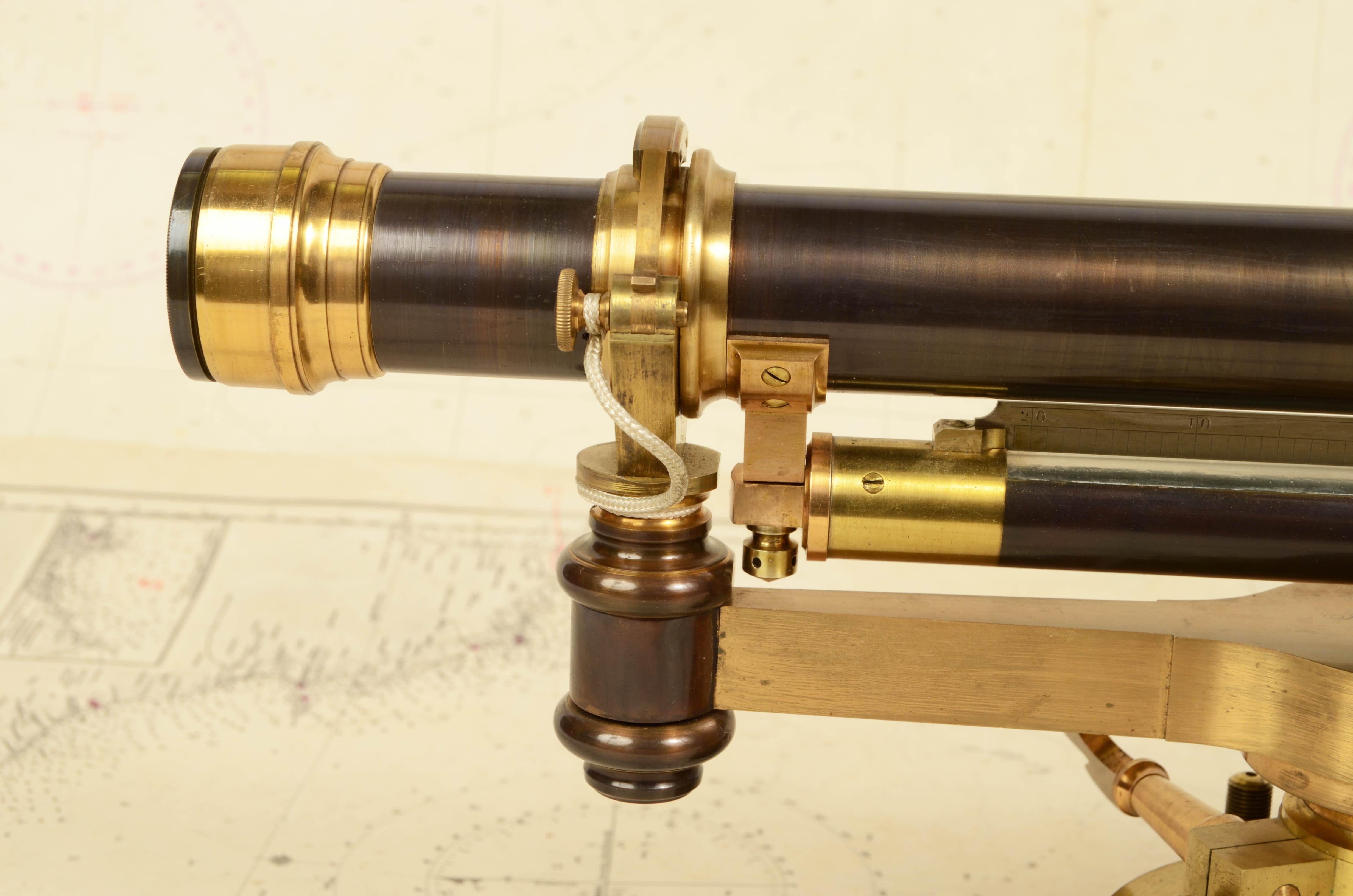 Late 19th Century 19th Century Antique Brass USA Surveyor Measurement Instrument F.H Temple Boston