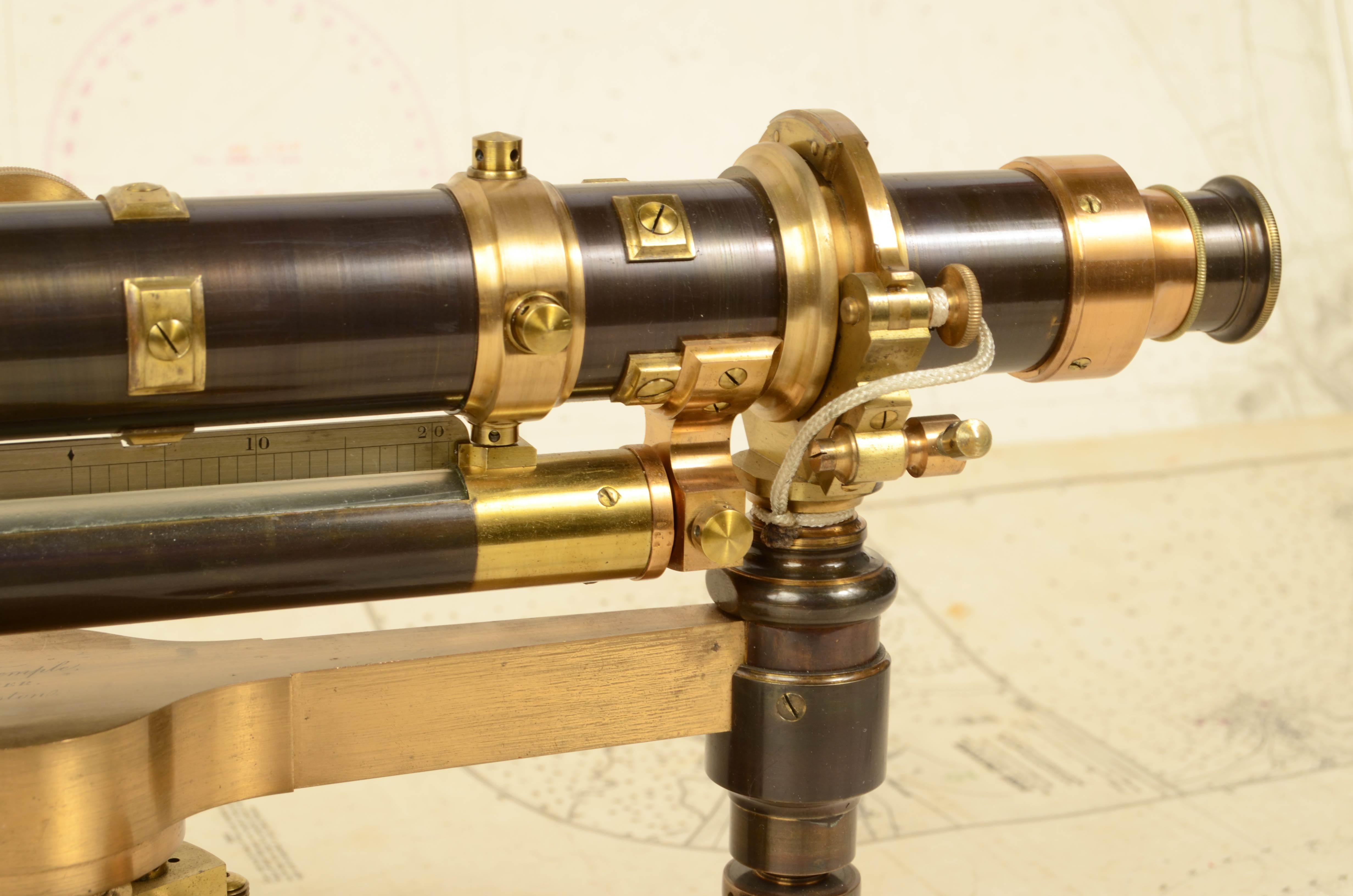 19th Century Antique Brass USA Surveyor Measurement Instrument F.H Temple Boston 1