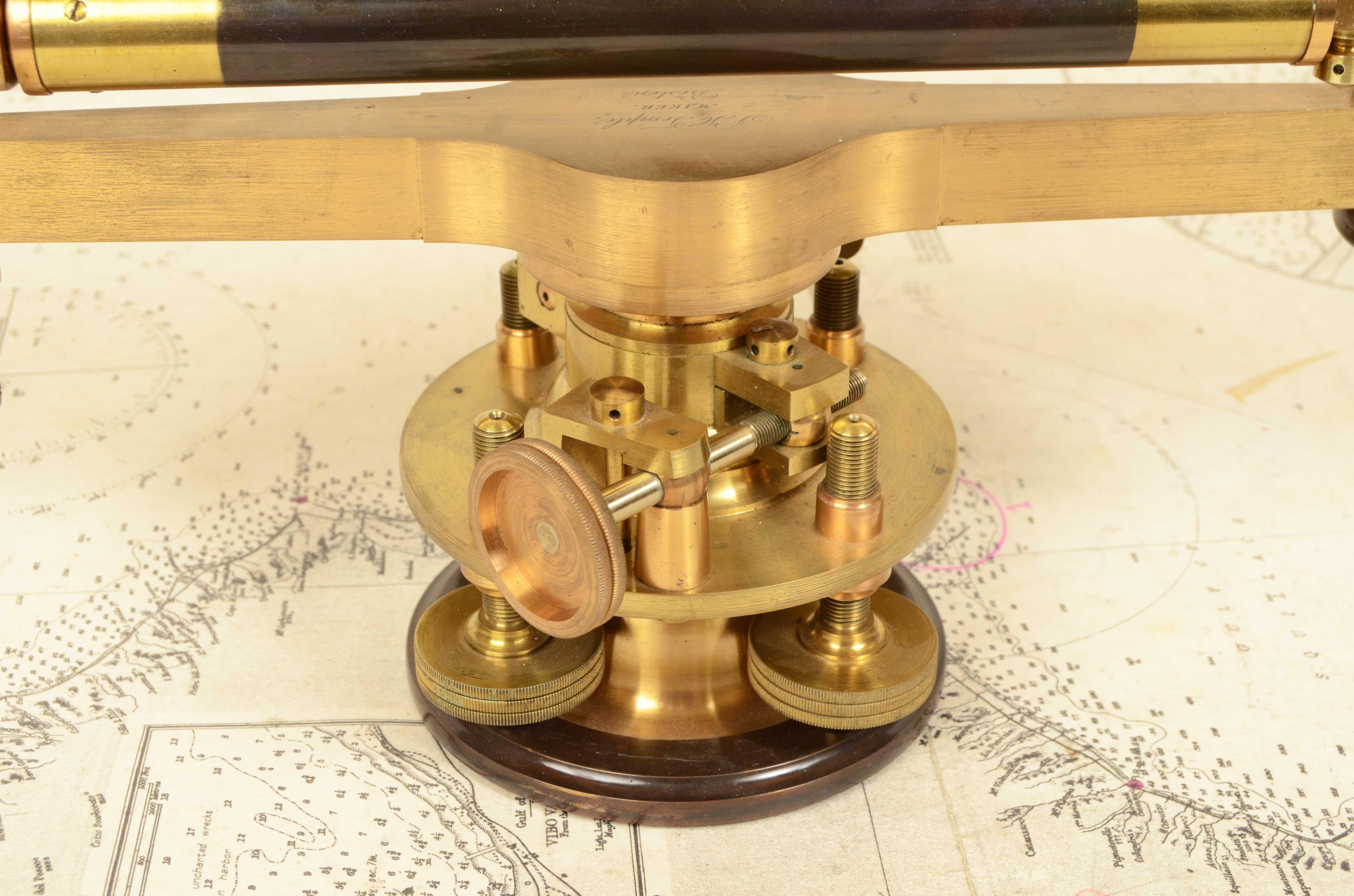 19th Century Antique Brass USA Surveyor Measurement Instrument F.H Temple Boston 5