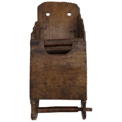 19th Century Antique Fruitwood Salt Box or Scoop Wall Hanging