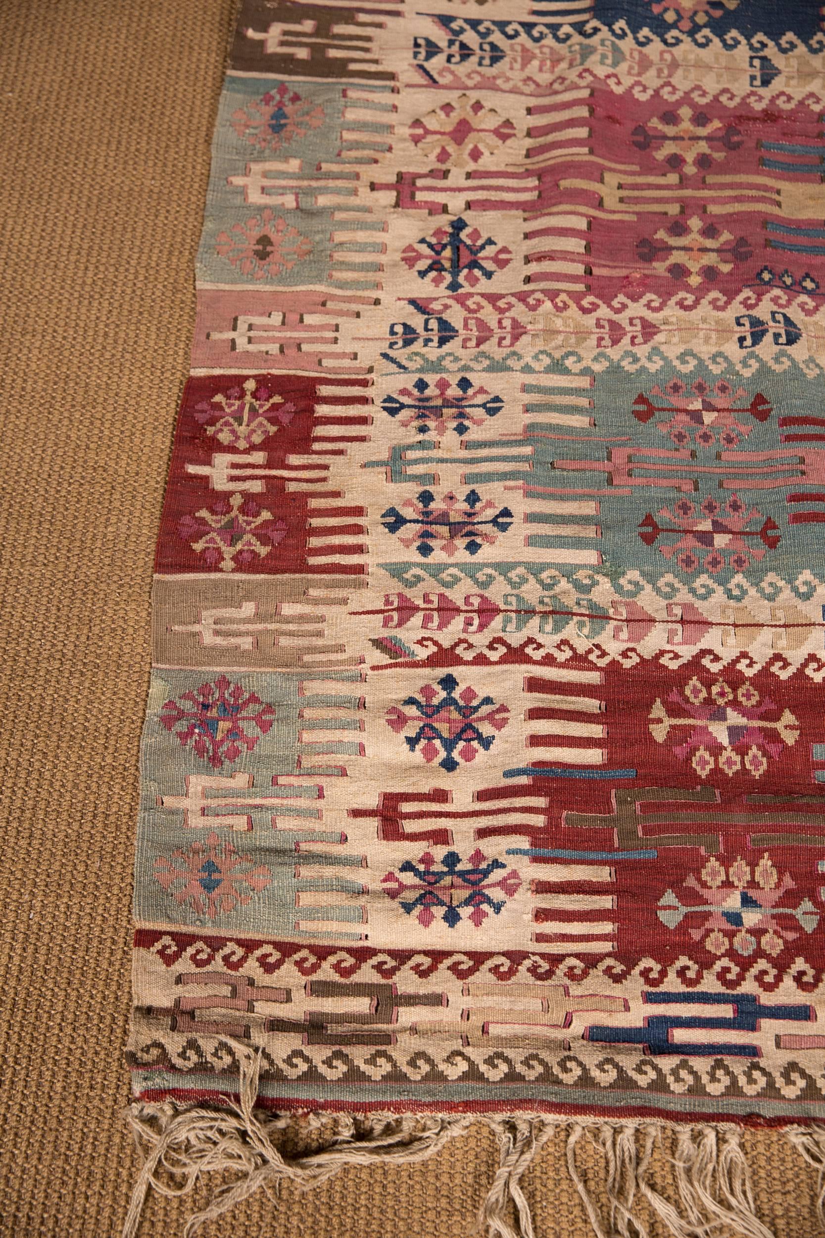 19th Century Antique Gallery Turkish Kilim Carpet 4