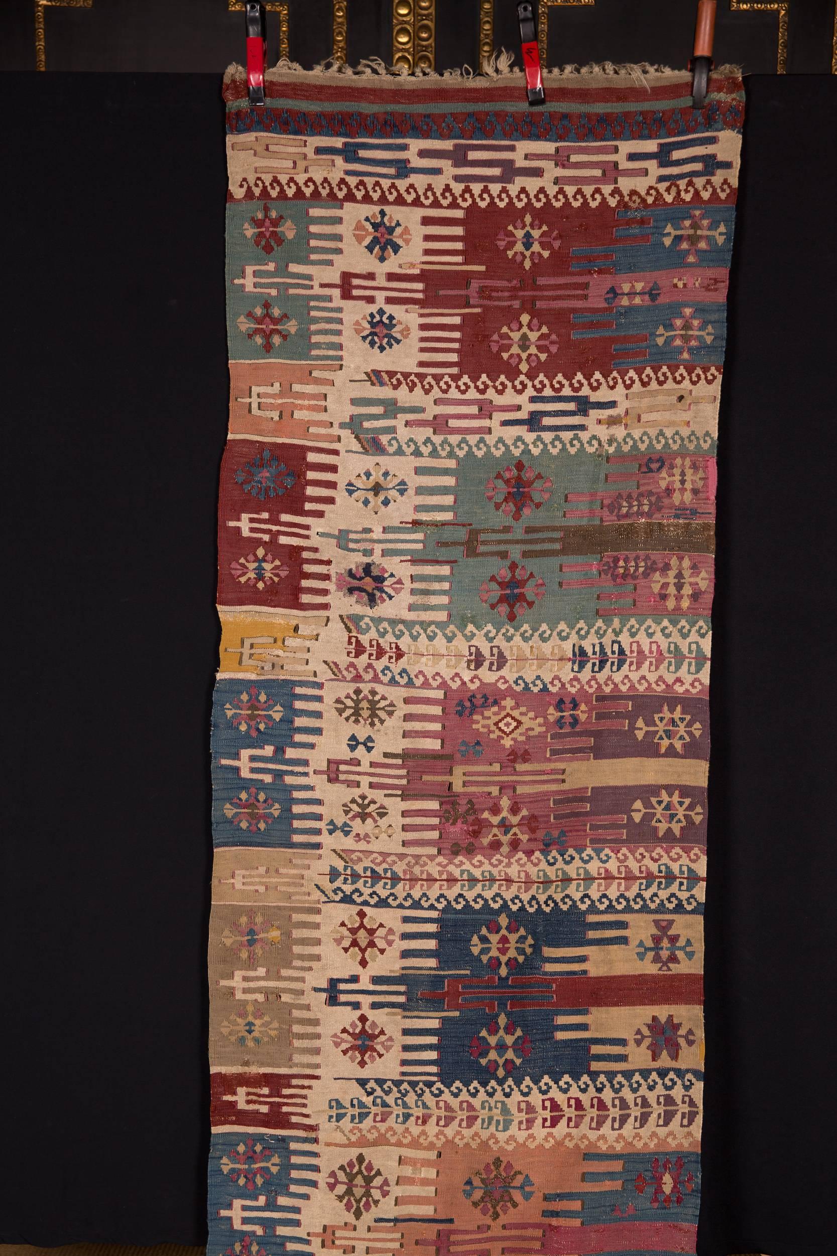 Rare Kilim carpet. Measures: 335 cm x 80 cm.