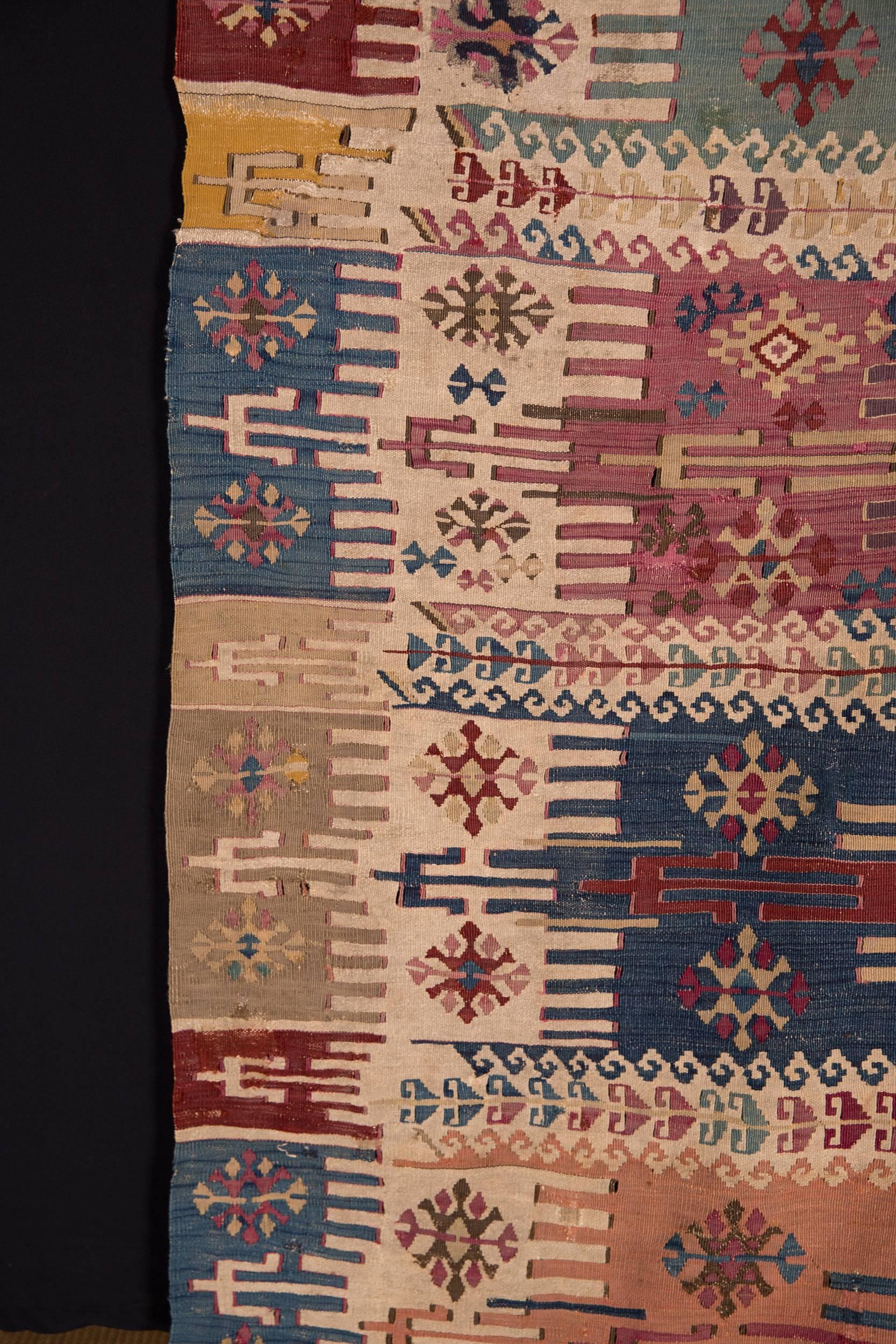 Wool 19th Century Antique Gallery Turkish Kilim Carpet