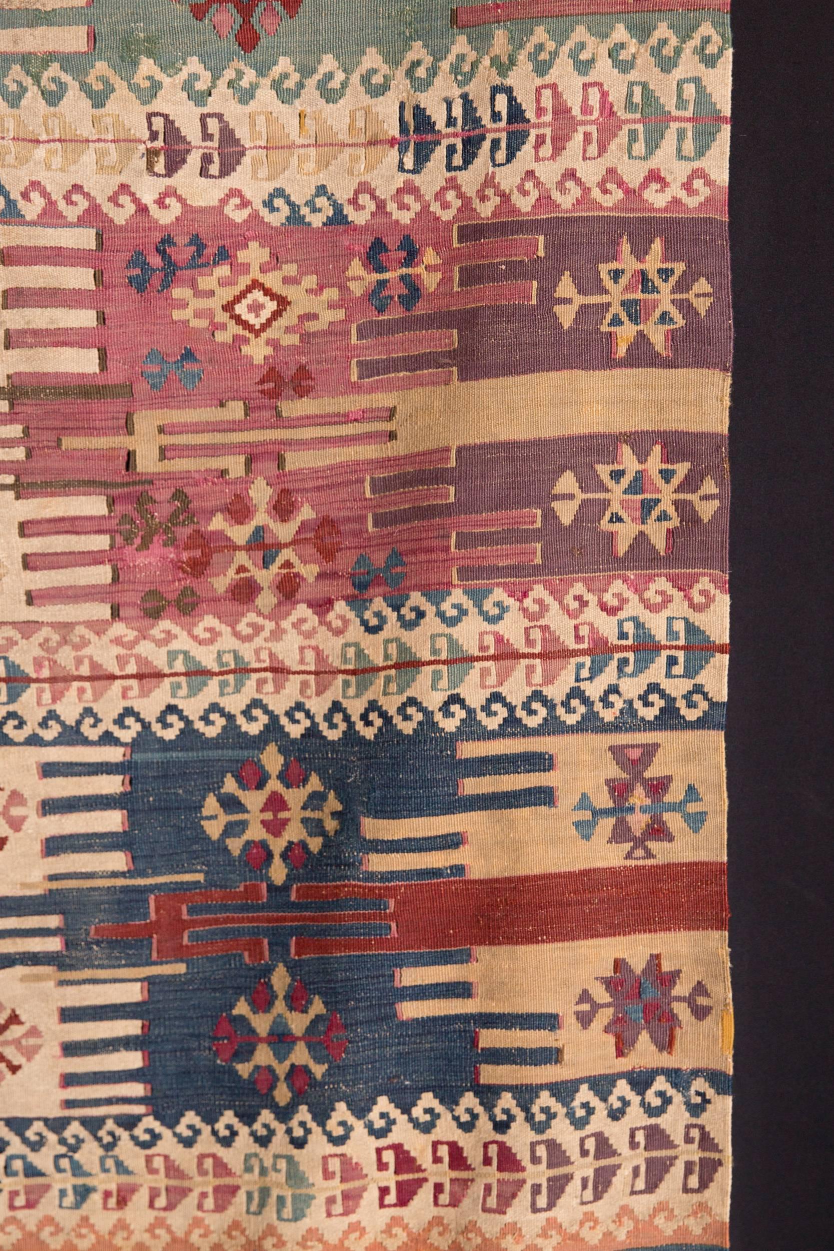19th Century Antique Gallery Turkish Kilim Carpet 1