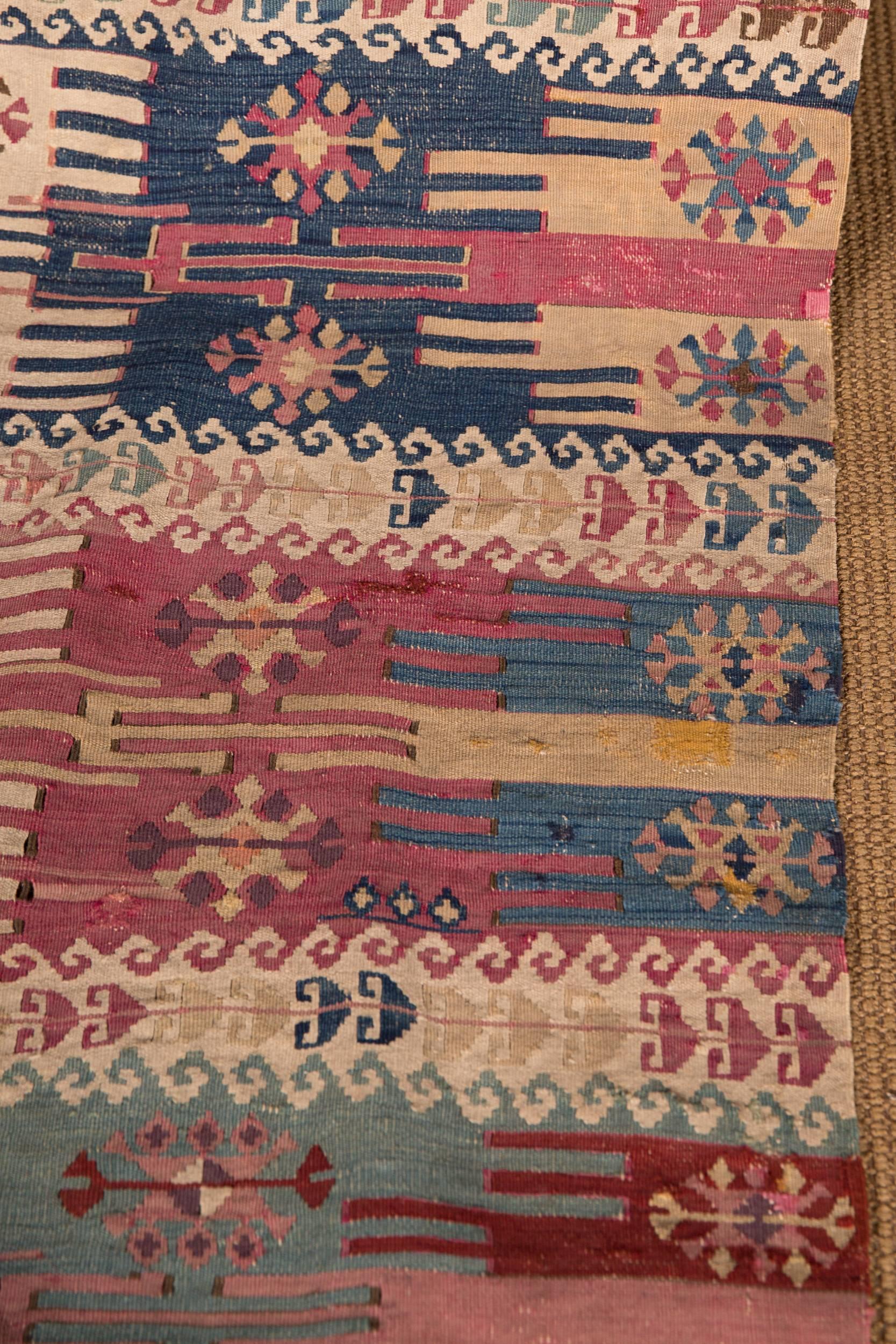 19th Century Antique Gallery Turkish Kilim Carpet 2