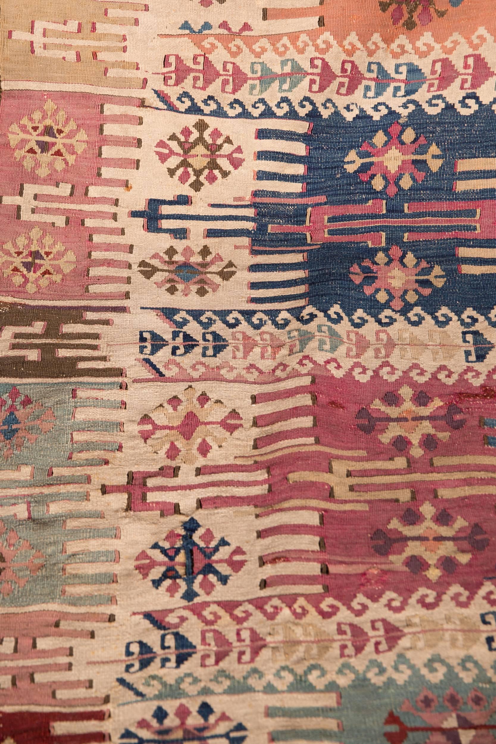 19th Century Antique Gallery Turkish Kilim Carpet 3