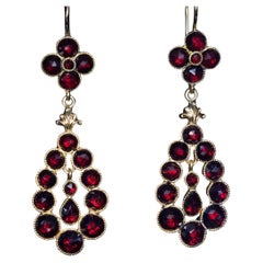 19th Century Antique Garnet Gold Earrings