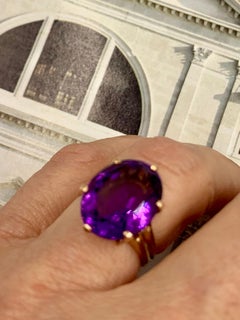 19th Century Antique Georgian Amethyst 14K Rose Gold Cocktail Ring