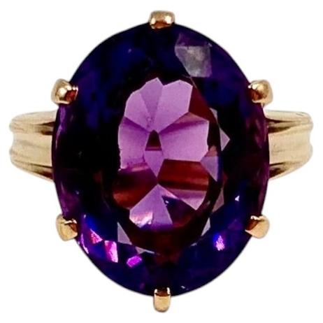 Bague de cocktail géorgienne antique du XIXe siècle, en améthyste et or rose 14 carats