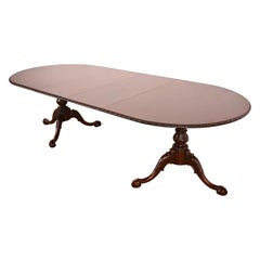 19th Century Antique Georgian Carved Mahogany Pedestal Dining Table, Refinished