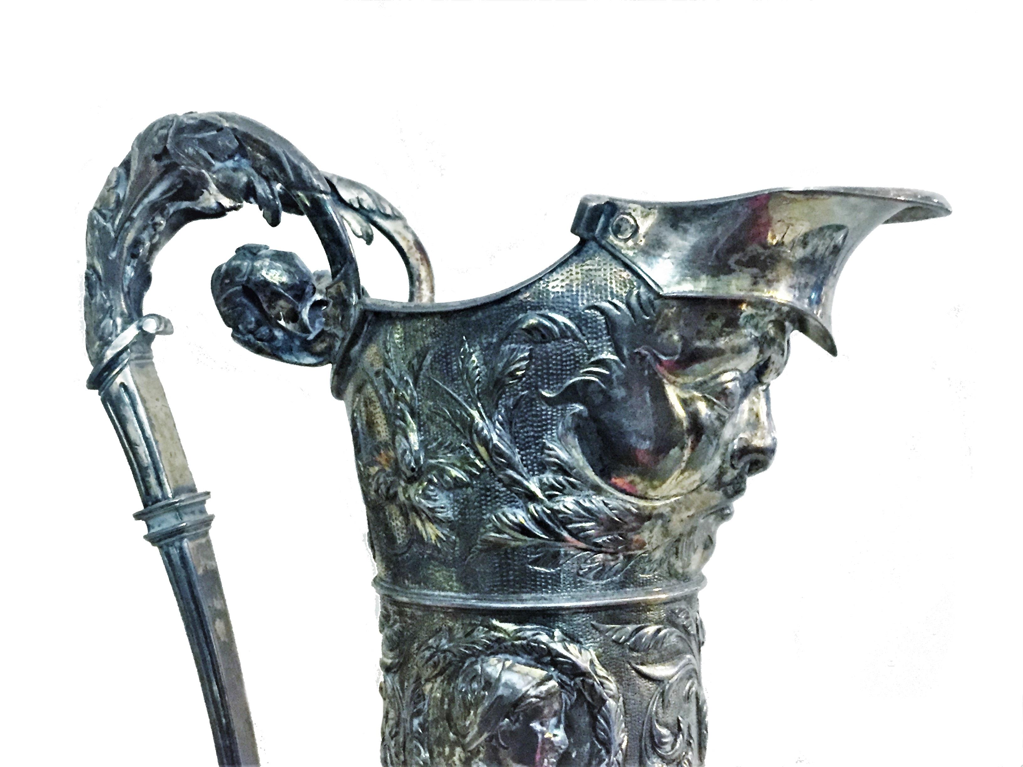 Antique German Neo-Baroque Silver Wine Jug, 19th Century In Good Condition For Sale In New York, NY