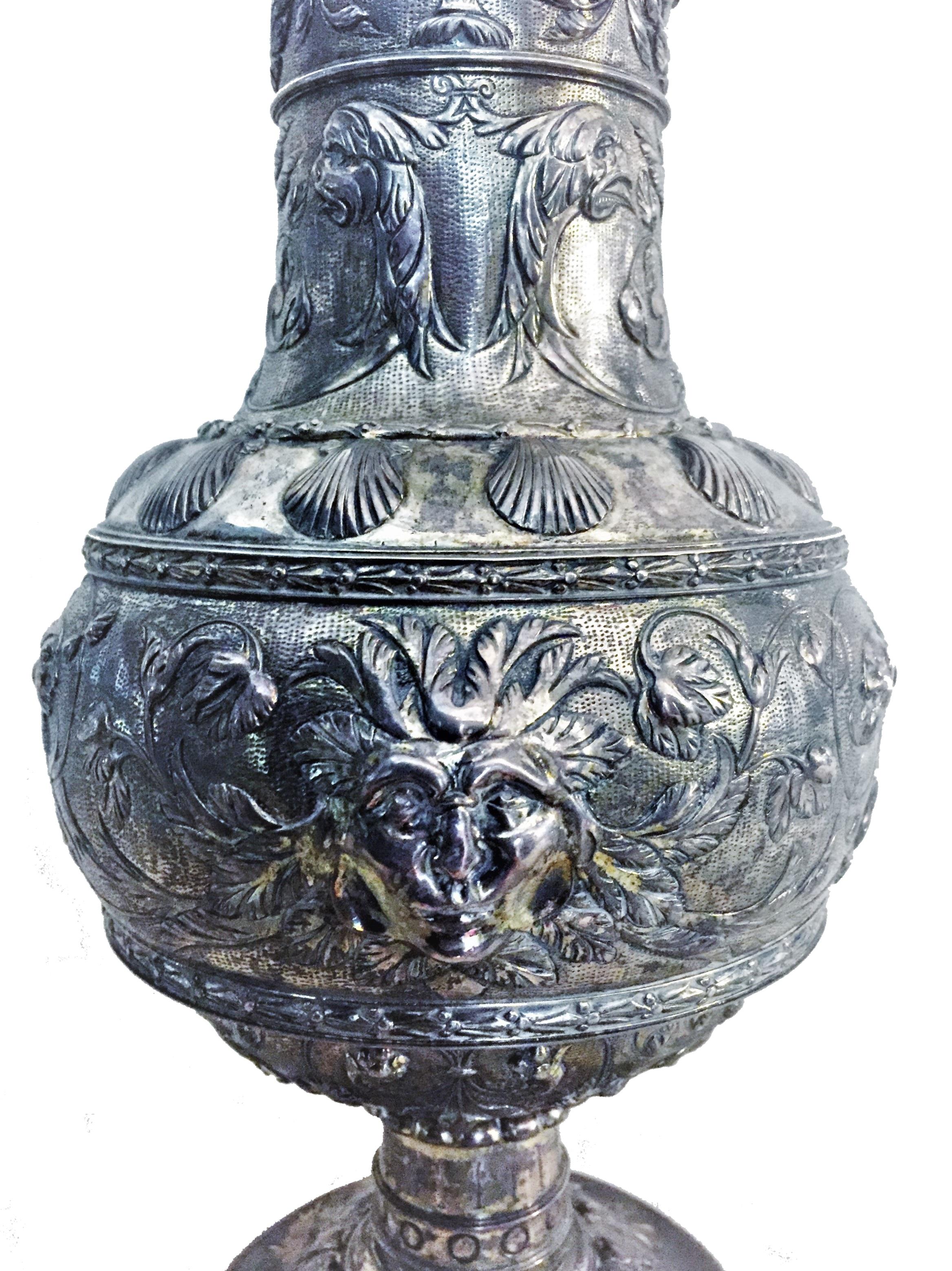 Antique German Neo-Baroque Silver Wine Jug, 19th Century For Sale 2