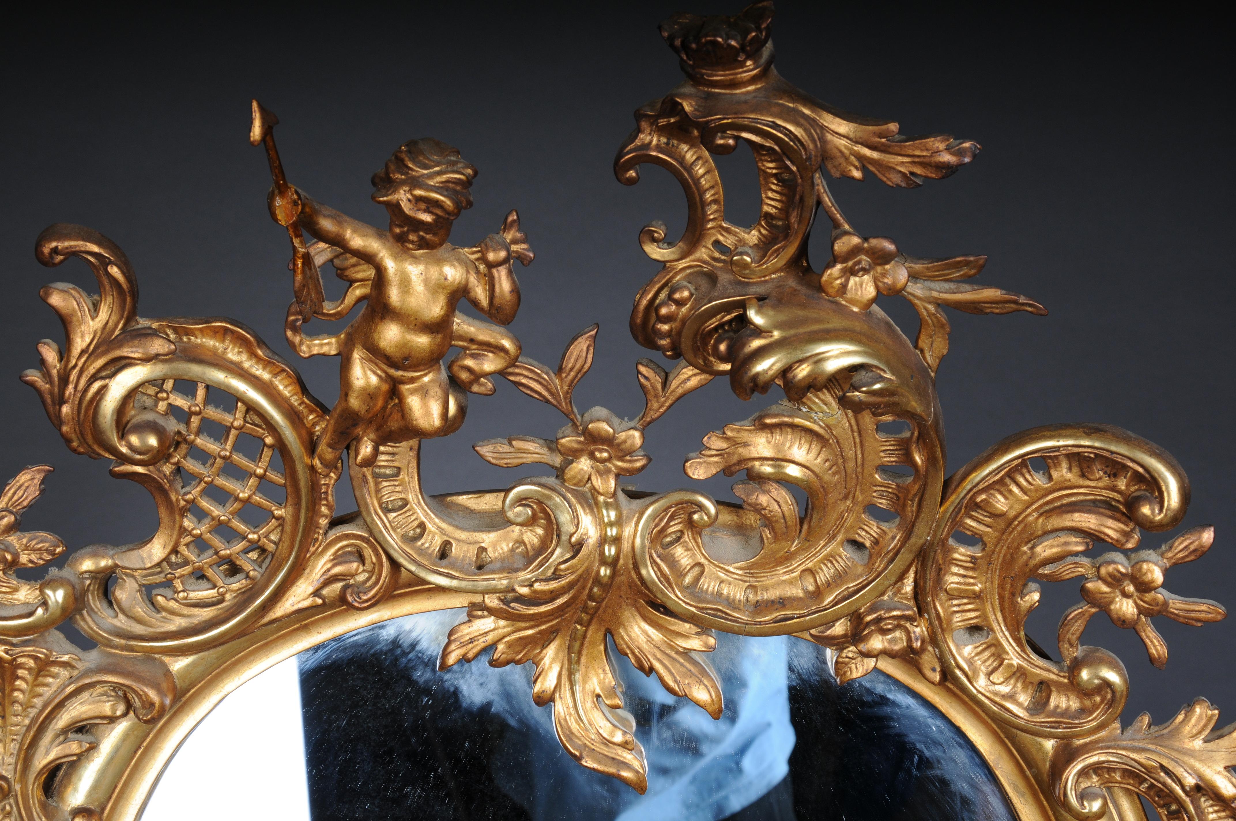 19ème siècle Antique miroir mural doré Rococo en vente 6