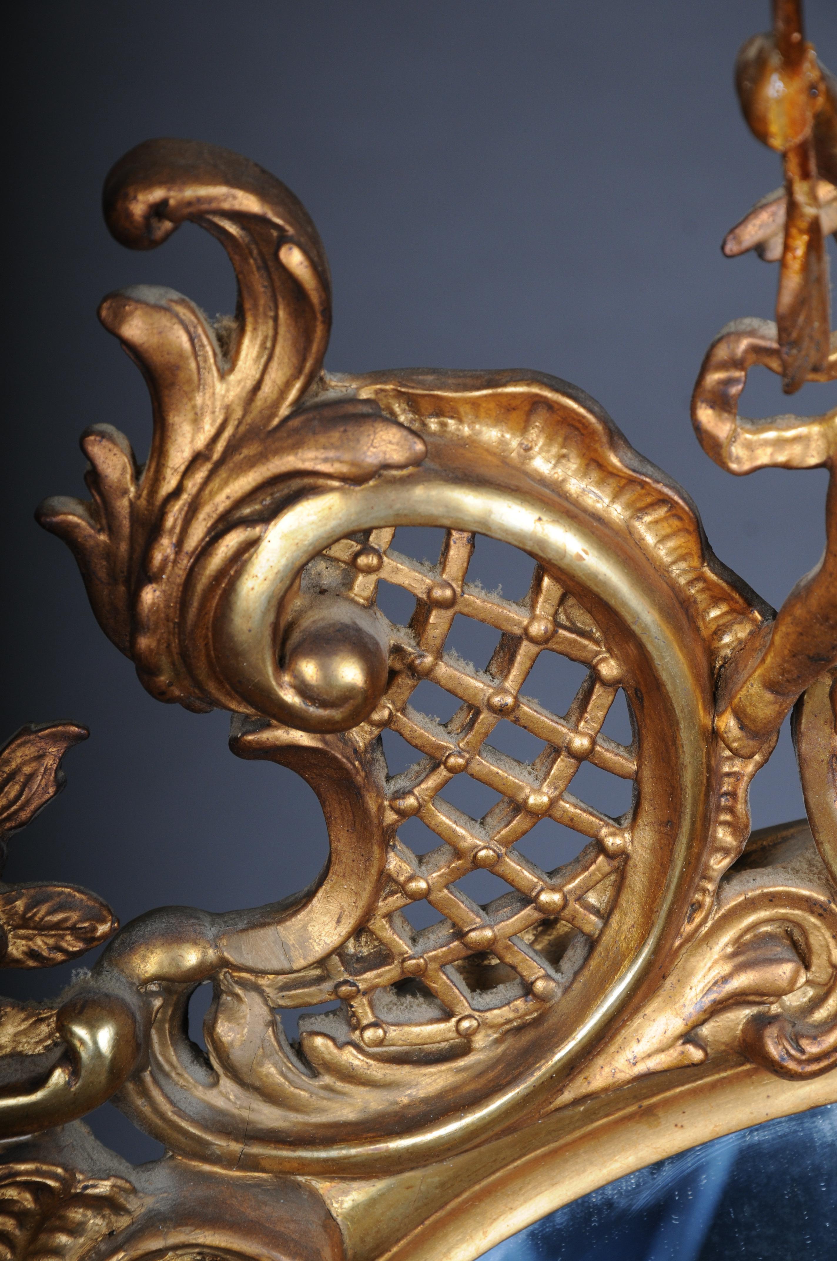 19ème siècle Antique miroir mural doré Rococo en vente 8