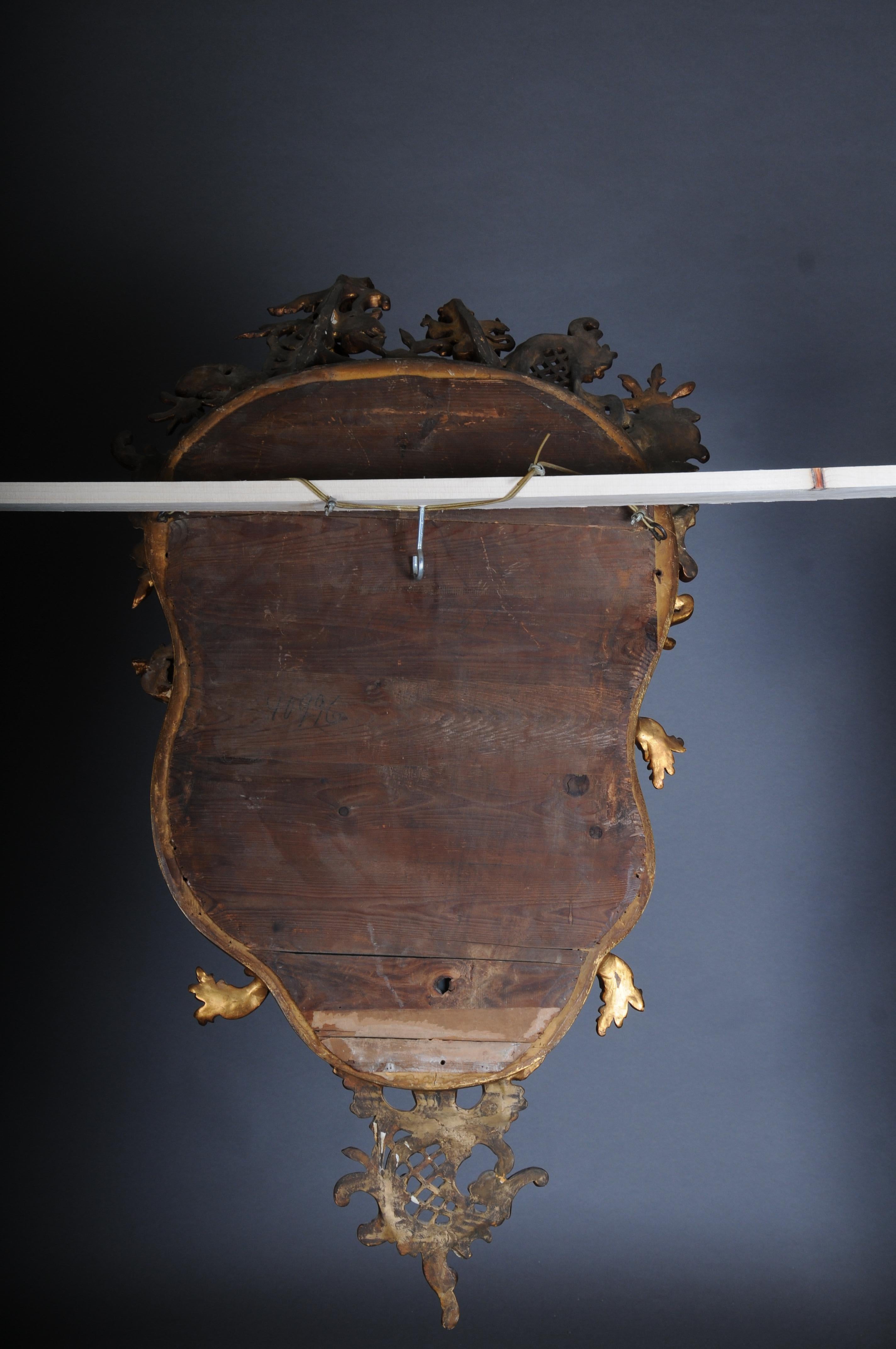 19th Century Antique gilded Rococo wall mirror For Sale 11
