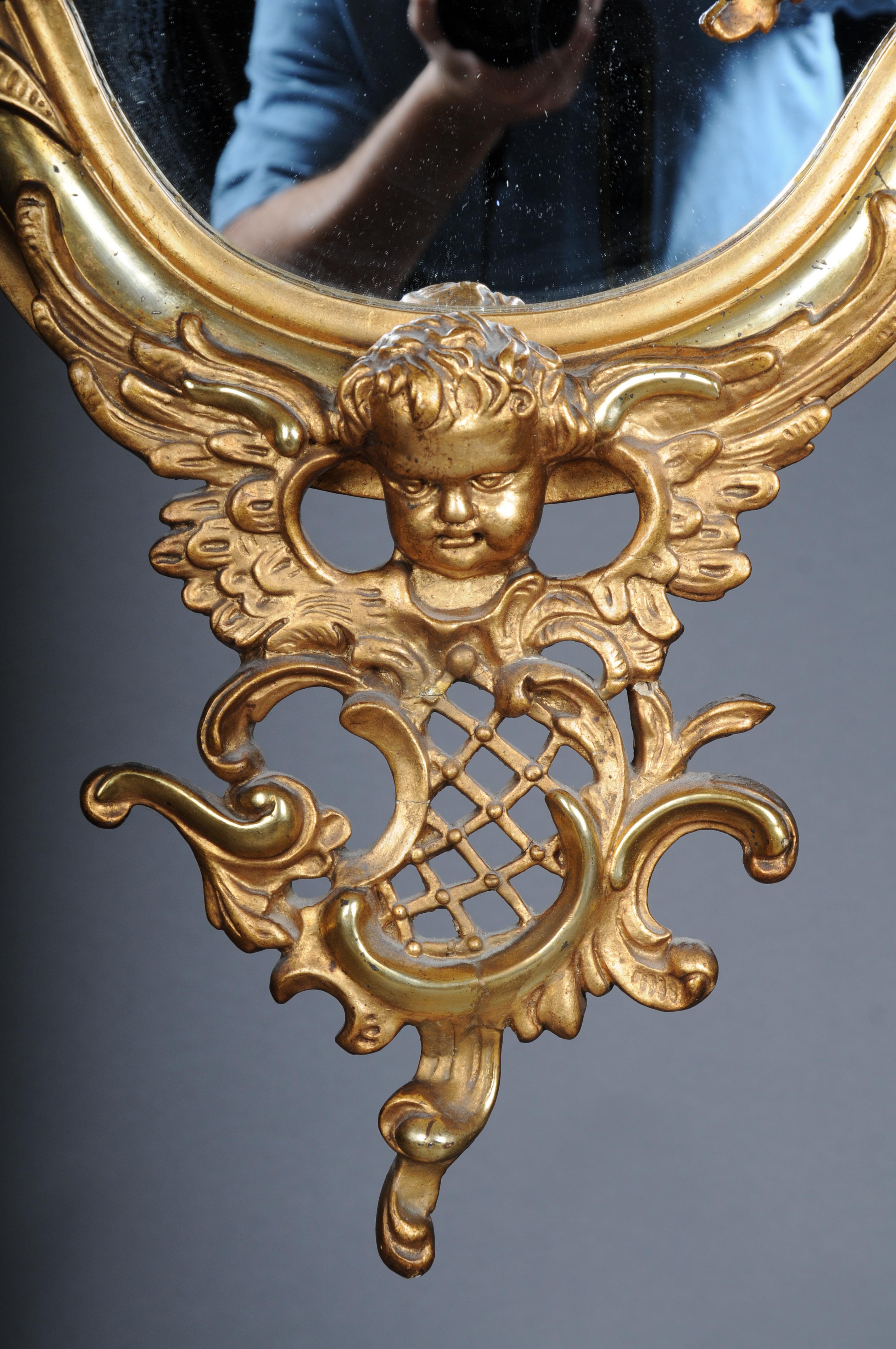 19th Century Antique gilded Rococo wall mirror For Sale 1
