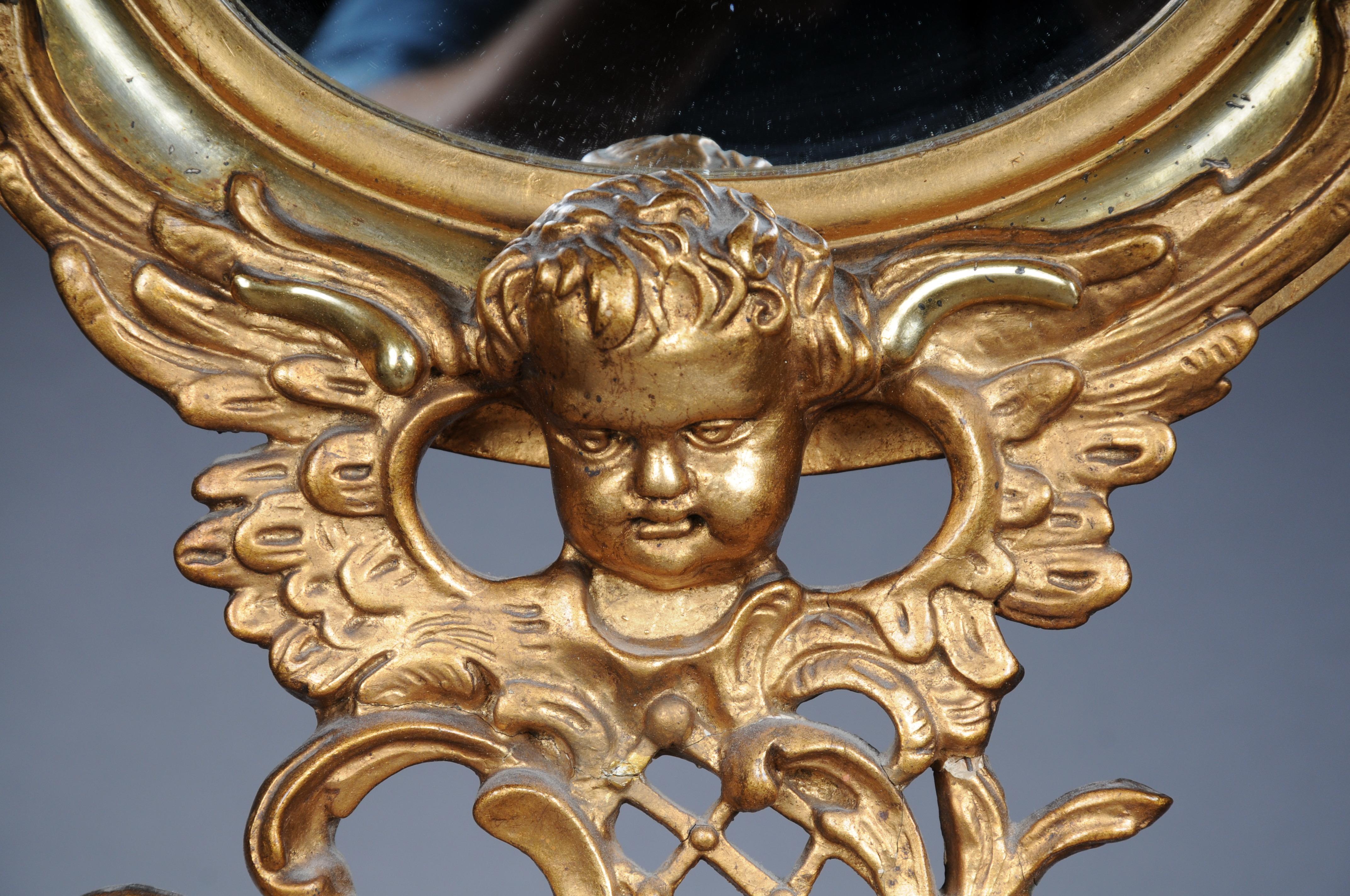 19ème siècle Antique miroir mural doré Rococo en vente 1