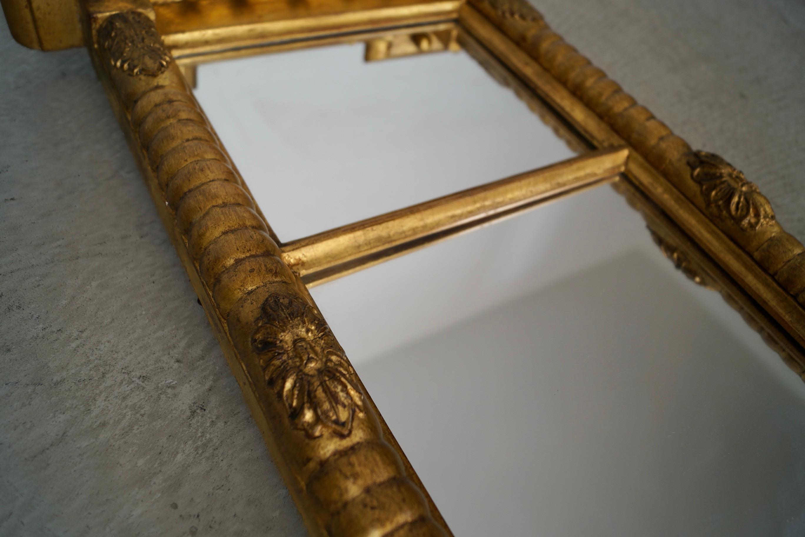 Siglo XIX Antiguo Espejo Imperio de Muelle de Madera Dorada en venta 4