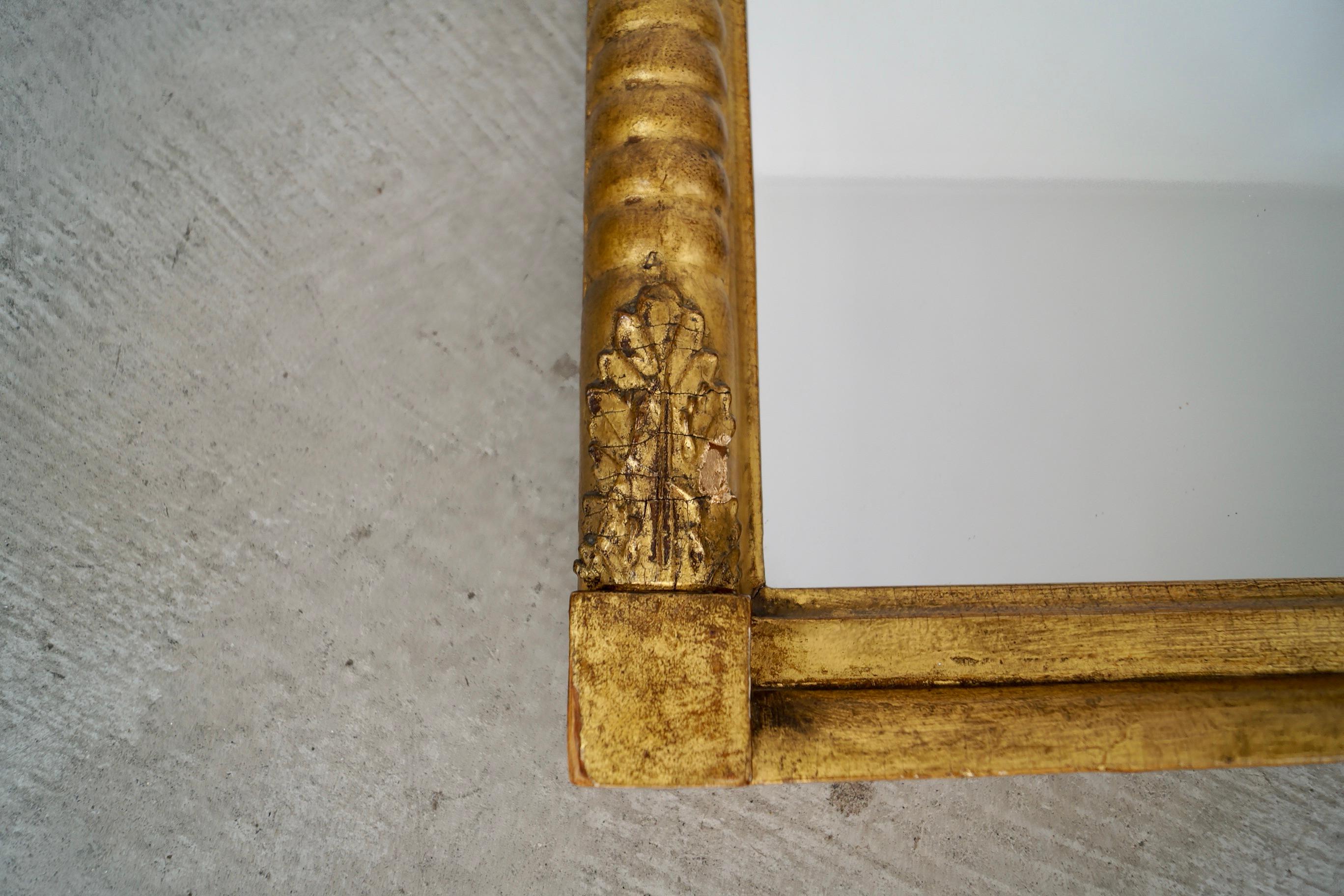 Siglo XIX Antiguo Espejo Imperio de Muelle de Madera Dorada en venta 5