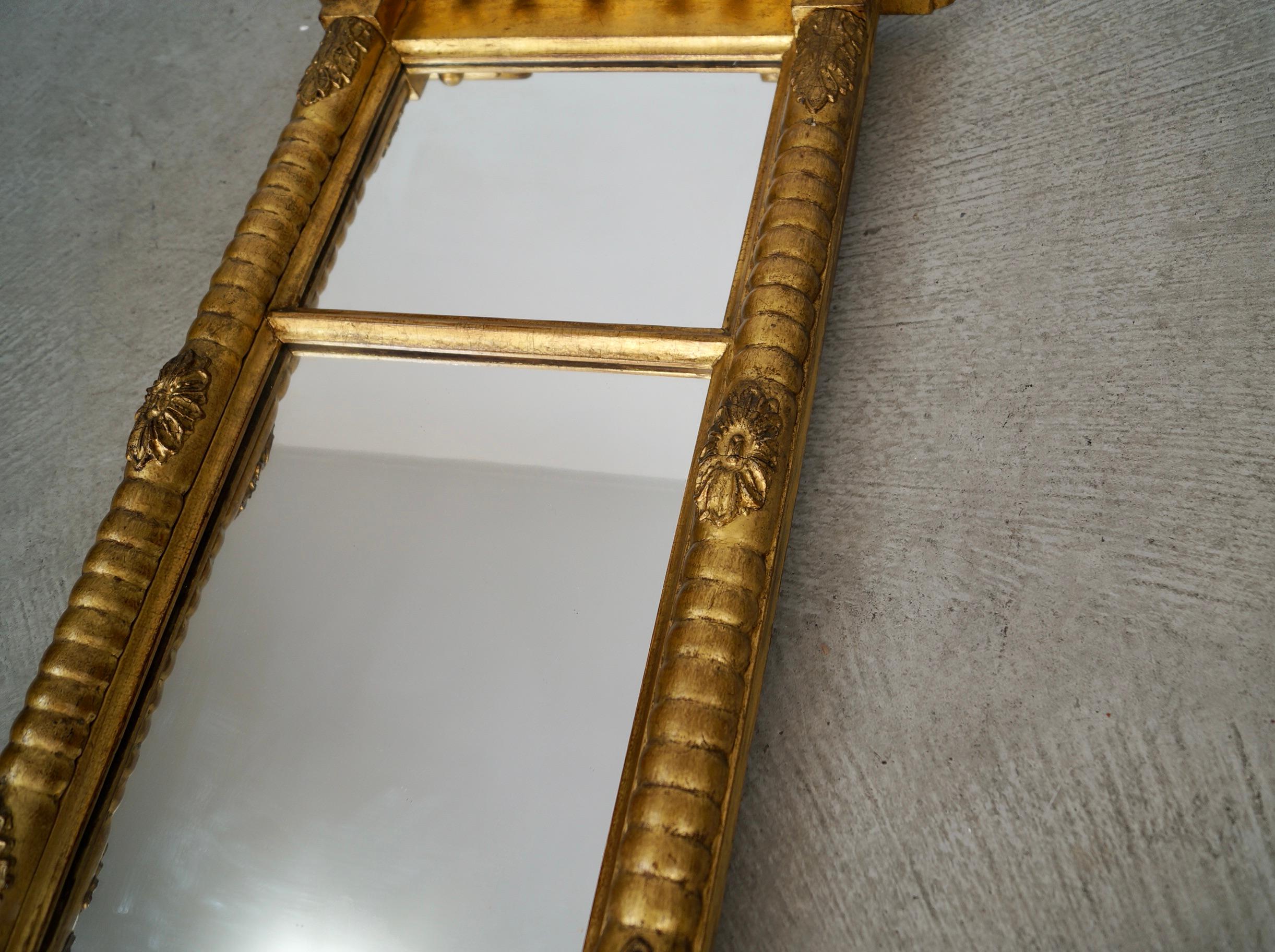 Siglo XIX Antiguo Espejo Imperio de Muelle de Madera Dorada en venta 6