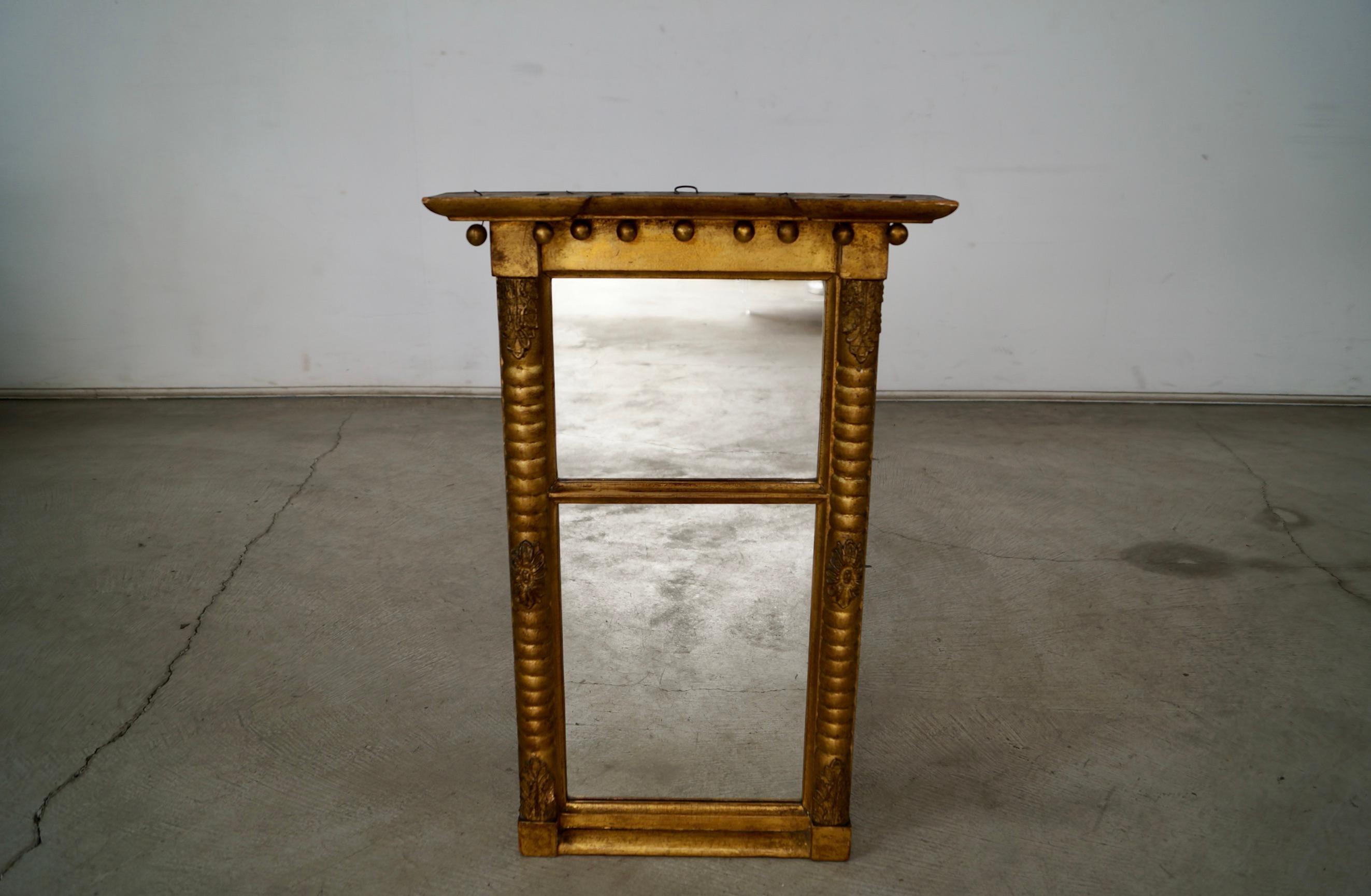 Siglo XIX Antiguo Espejo Imperio de Muelle de Madera Dorada en venta 7