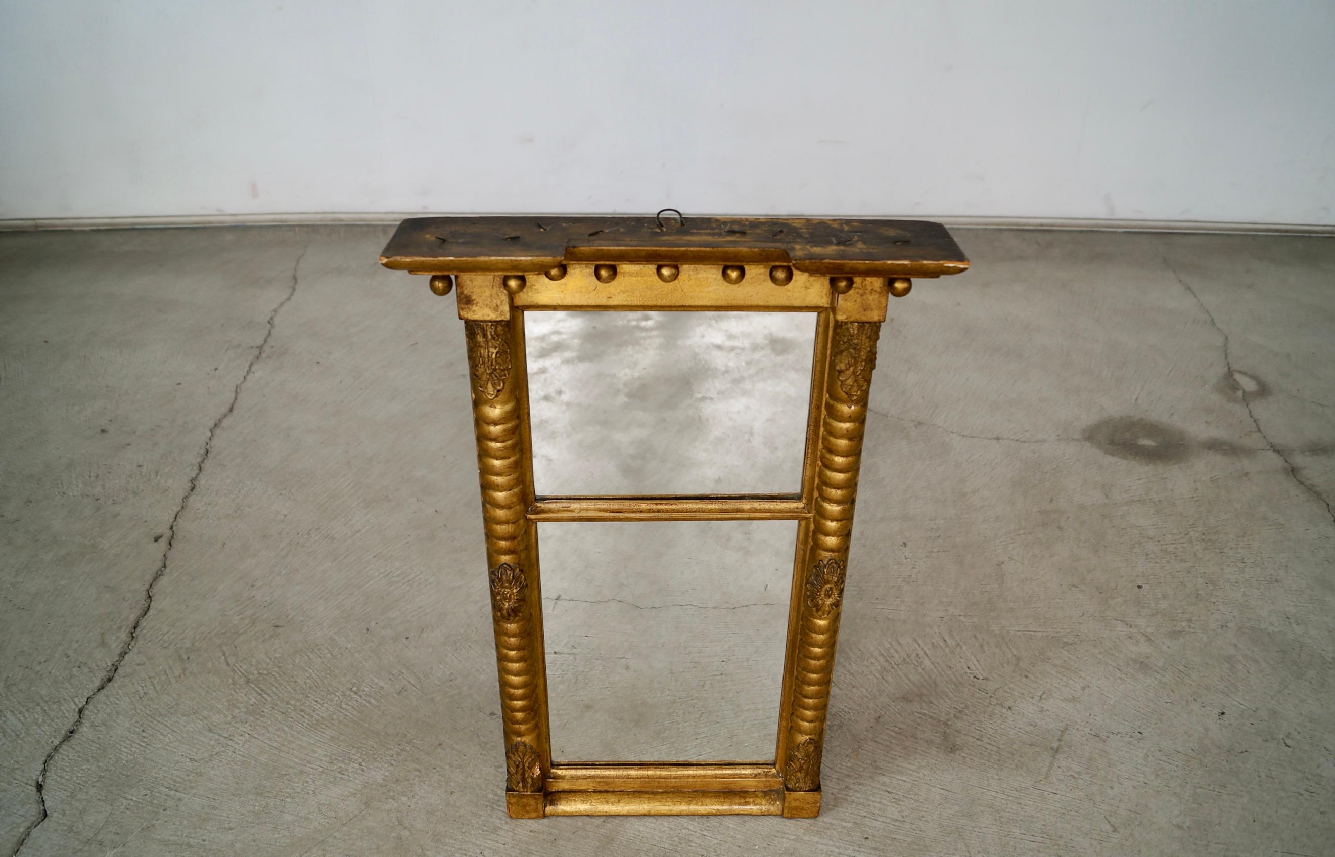 Siglo XIX Antiguo Espejo Imperio de Muelle de Madera Dorada en venta 8