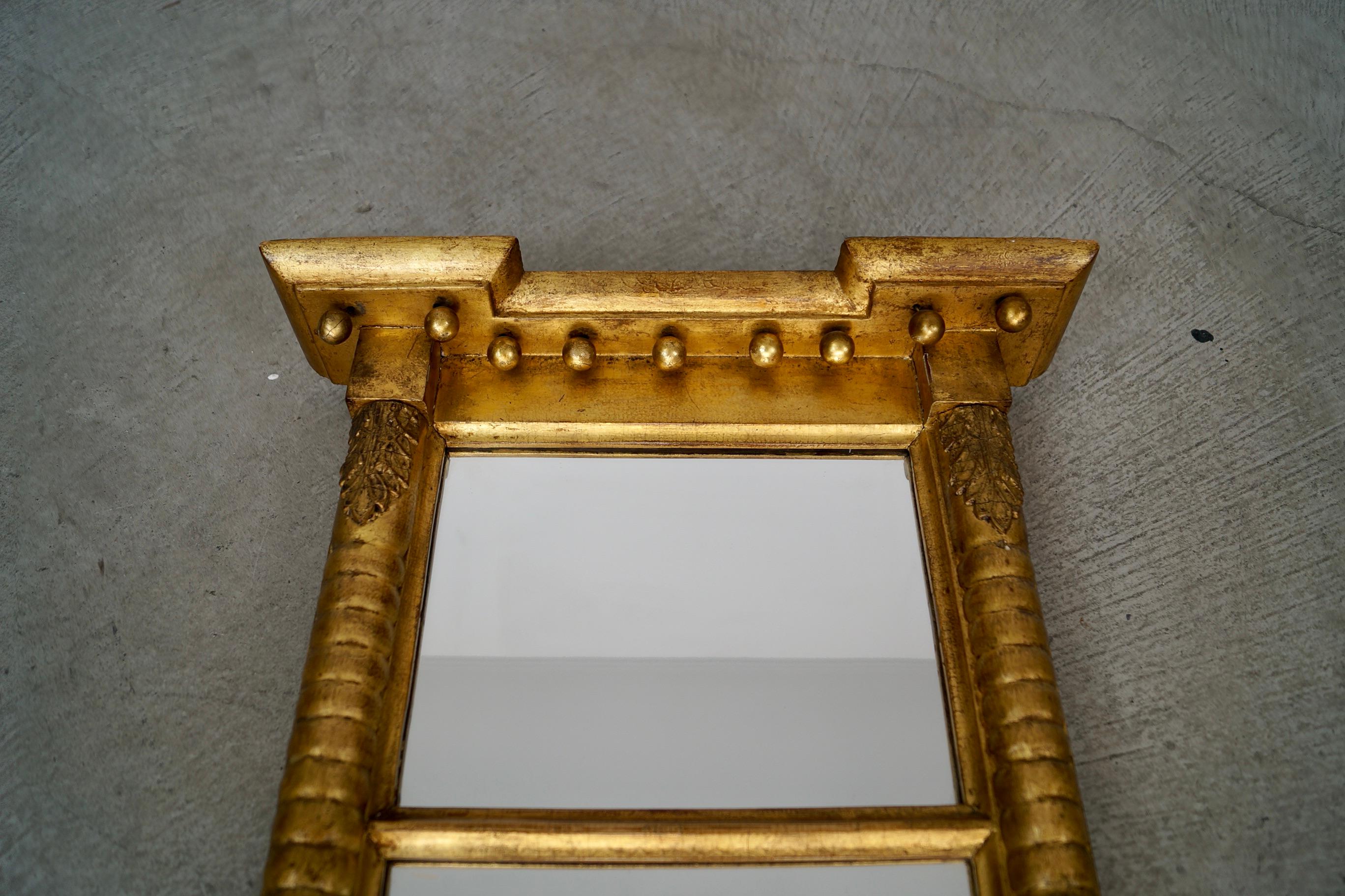 Siglo XIX Antiguo Espejo Imperio de Muelle de Madera Dorada en Bueno estado para la venta en Burbank, CA