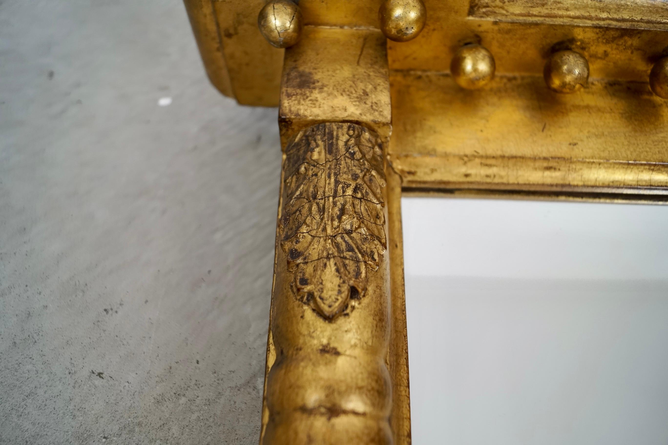Siglo XIX Antiguo Espejo Imperio de Muelle de Madera Dorada en venta 1