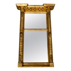 19th Century Antique Gilded Wood Empire Pier Mirror