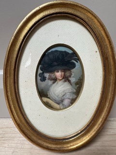 19th Century Antique Gilt Wood Oval Frame, European Design, 8x6.5"