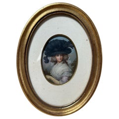 19th Century Antique Gilt Wood Oval Frame, European Design, 8x6.5"