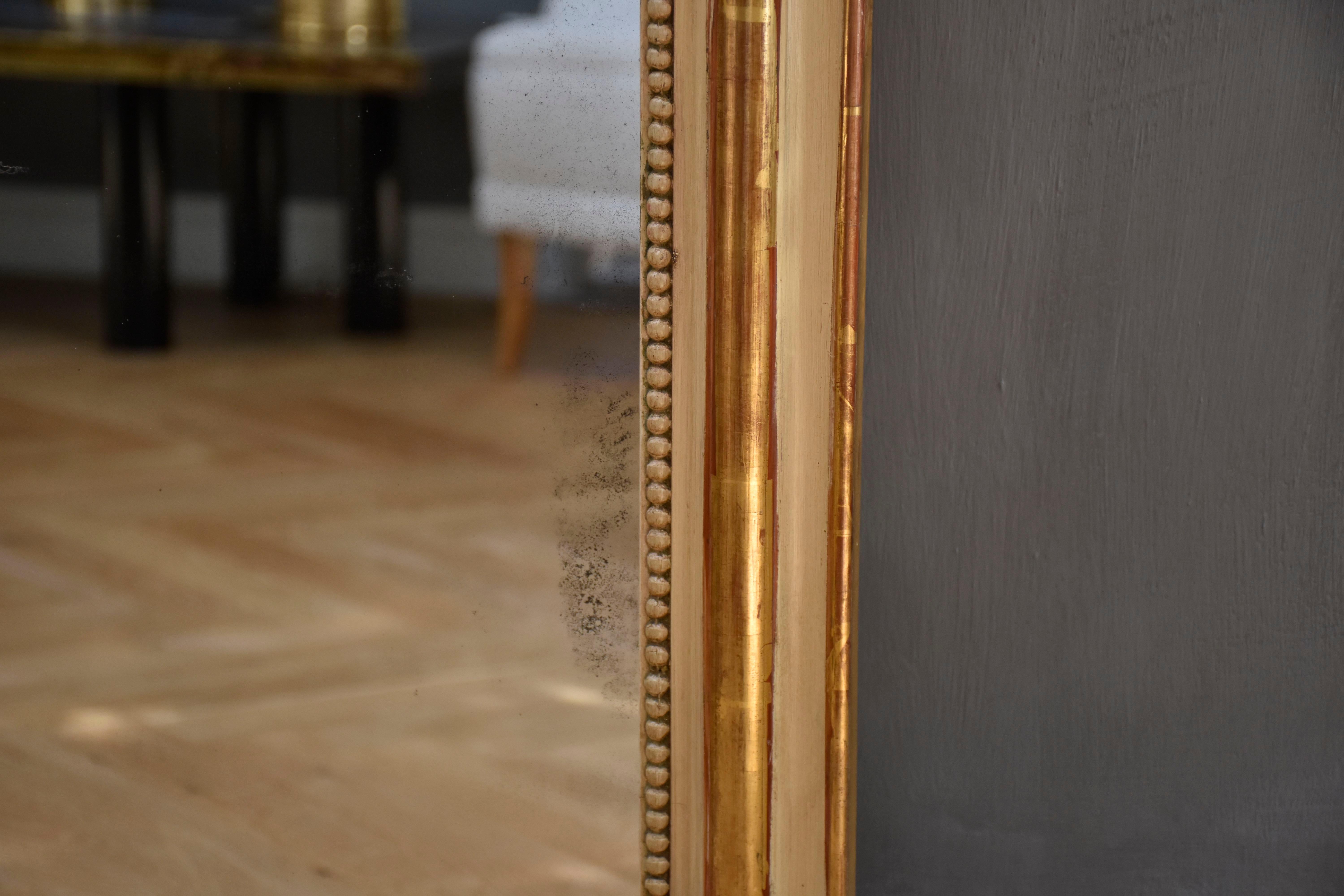 19th Century 19th century antique giltwood and carved French mirror Louis-Philippe For Sale