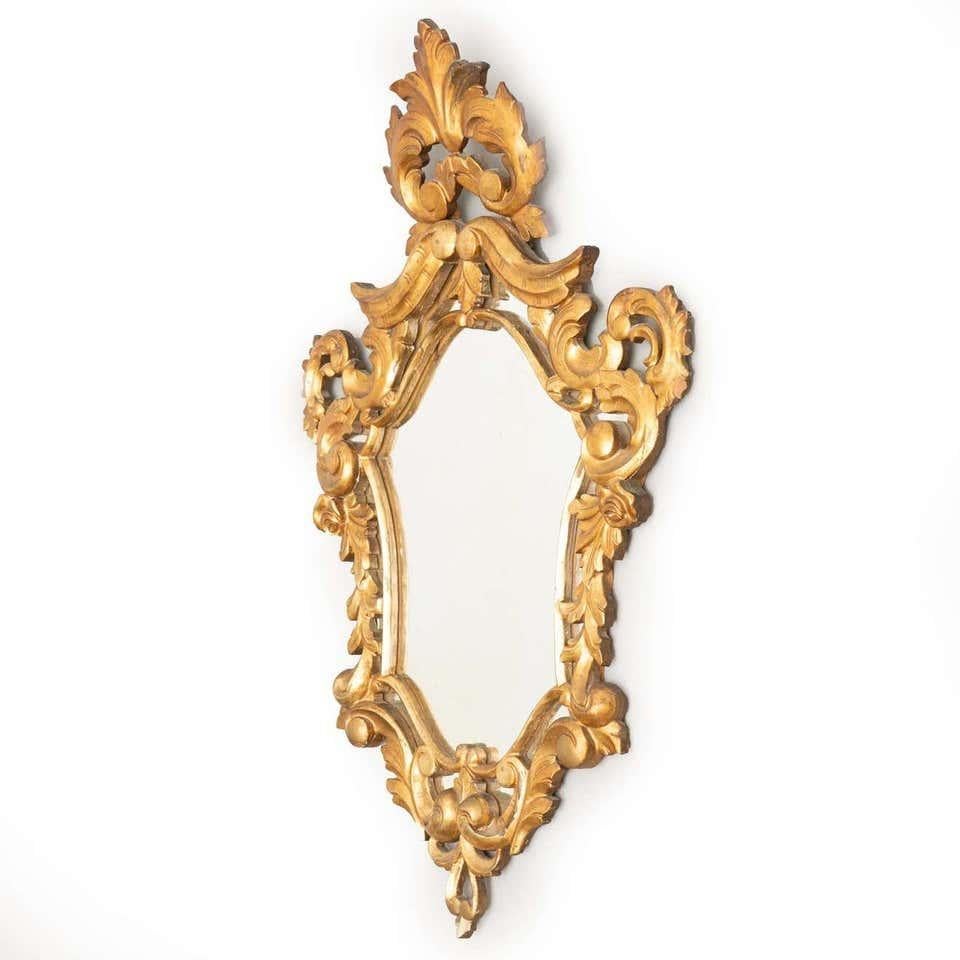 Rustic Early 20th Century French Antique Gold Cornucopia Mirror: Timeless Elegance