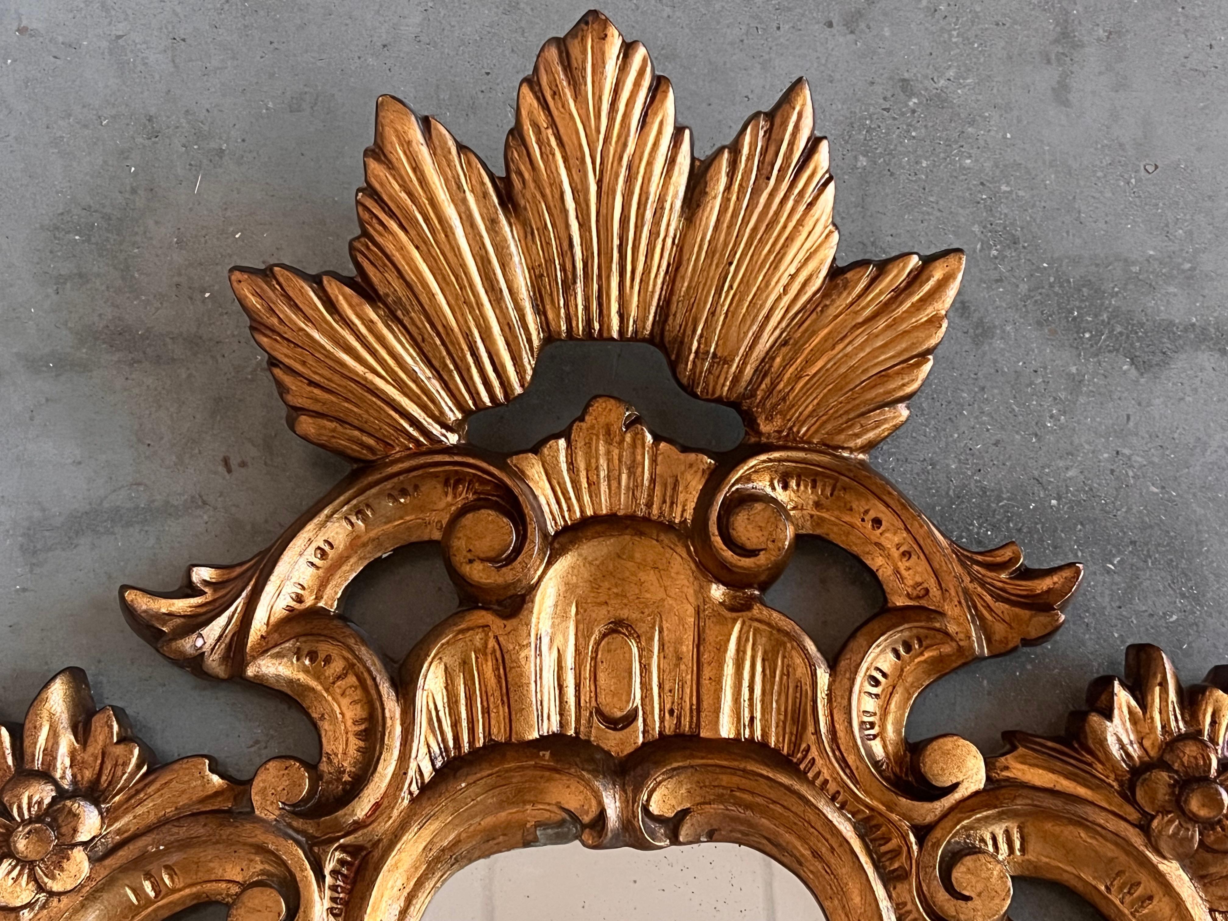 French 19th Century Antique Gold Cornucopia Mirror For Sale