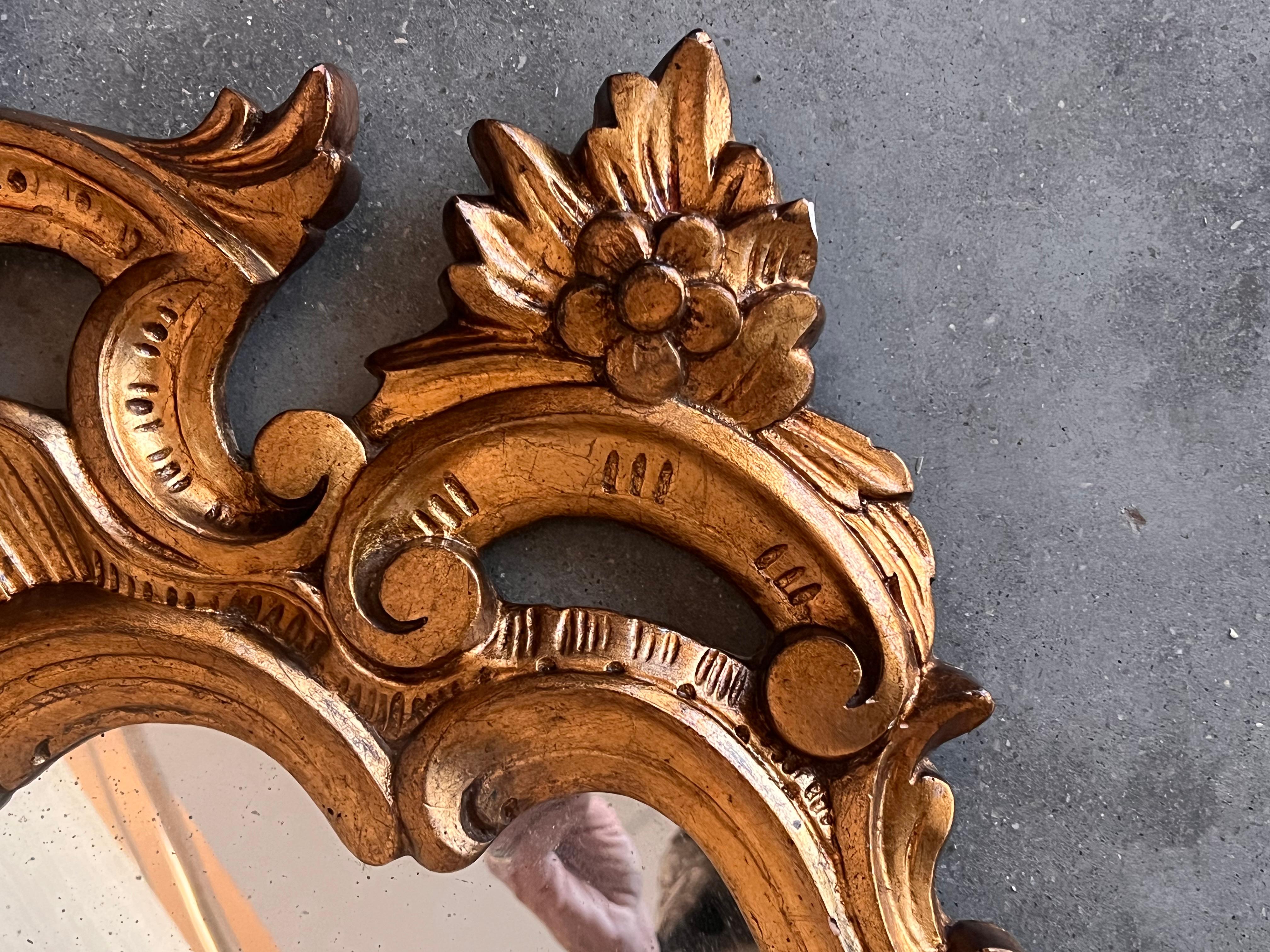19th Century Antique Gold Cornucopia Mirror In Good Condition For Sale In Miami, FL