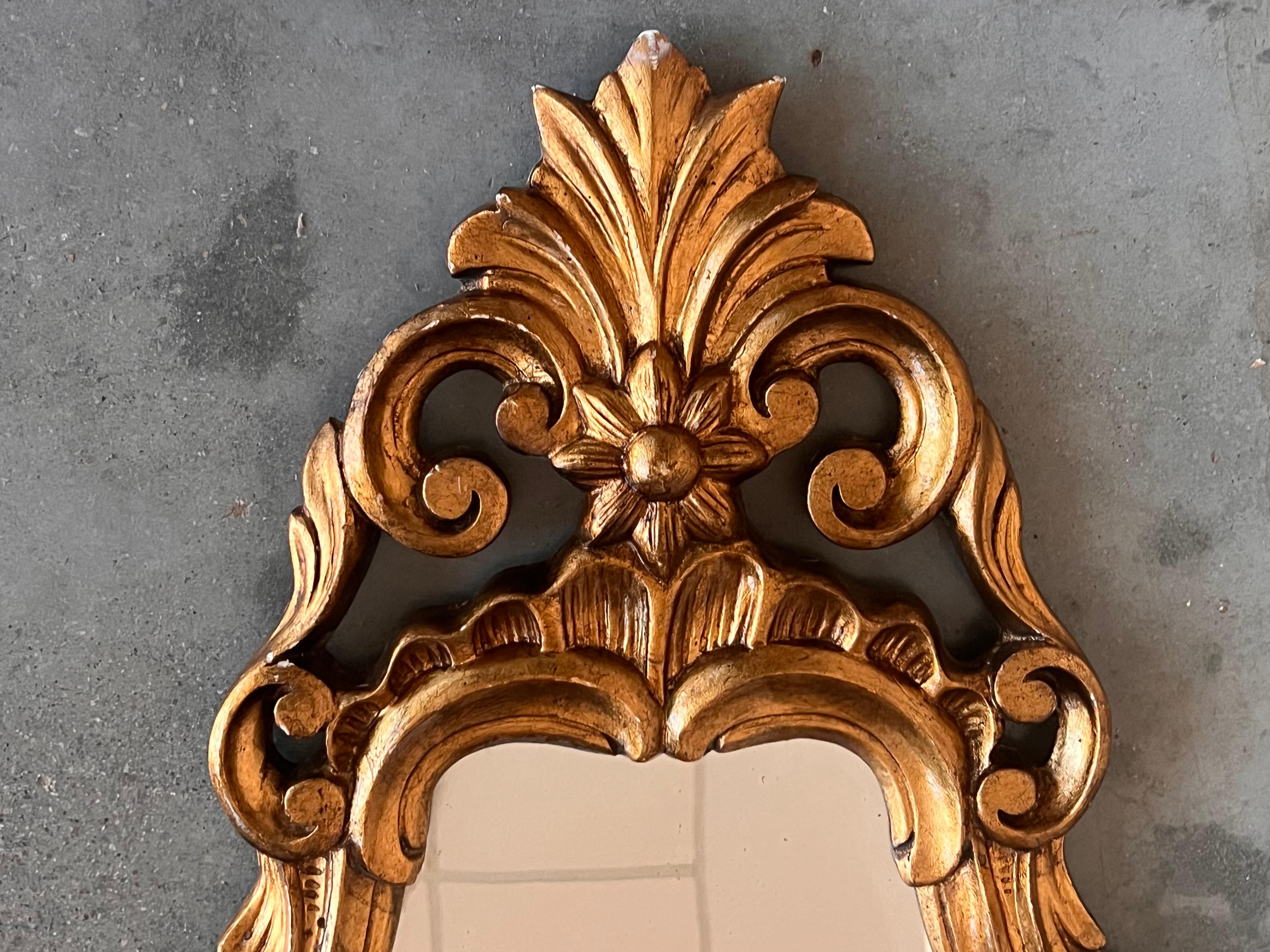 Giltwood 19th Century Antique Gold Cornucopia Mirror For Sale