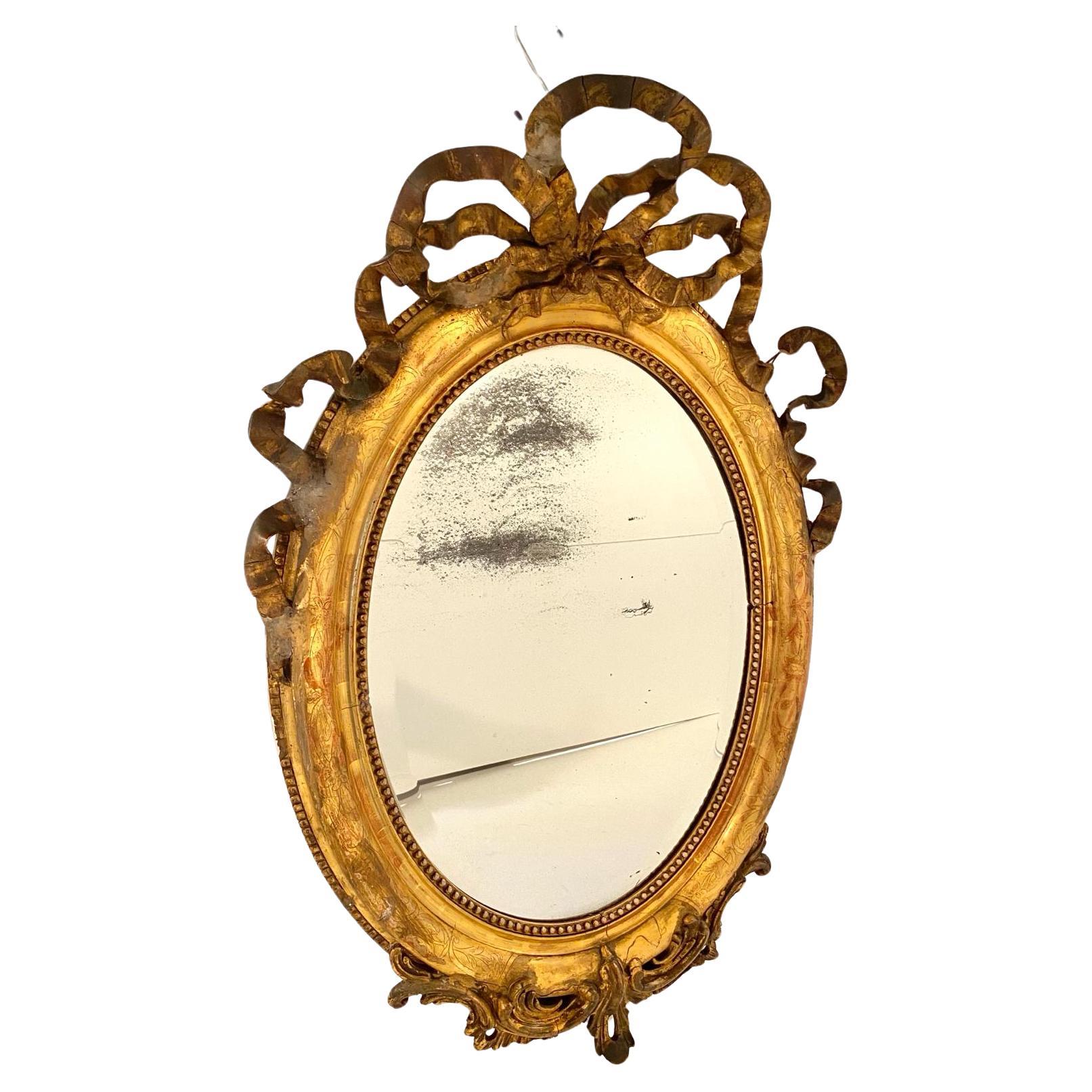 19th Century Antique Gold Leaf Wall Mirror Italy 1850s In Good Condition In Ceglie Messapica, IT