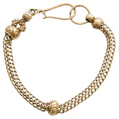 19th Century Antique Gold Pocket Watch Chain with Ornate Hook and Split