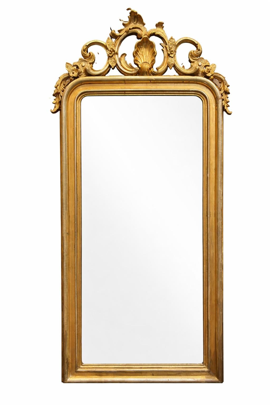 19th Century Antique Gold Rococo Mirror For Sale at 1stDibs